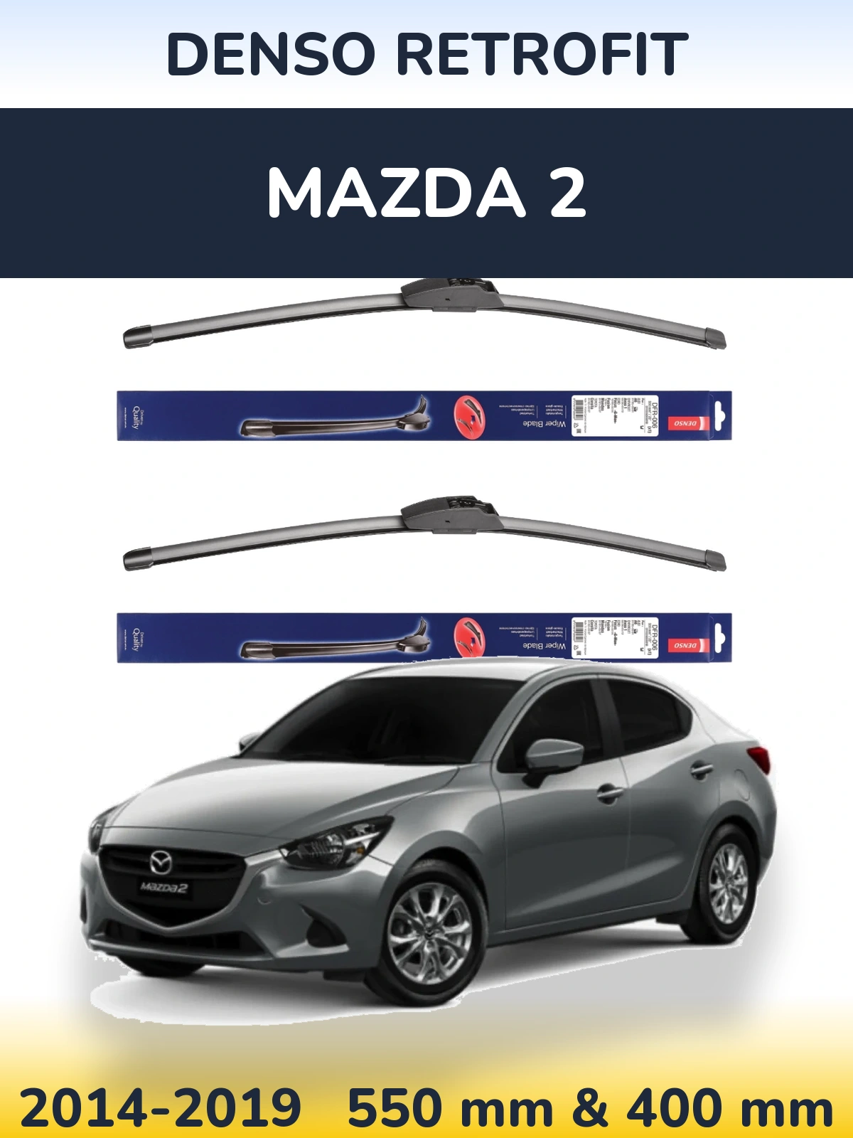 Комплект передніх щіток Denso Retrofit 550 & 400 мм для Mazda 2 2014-2019