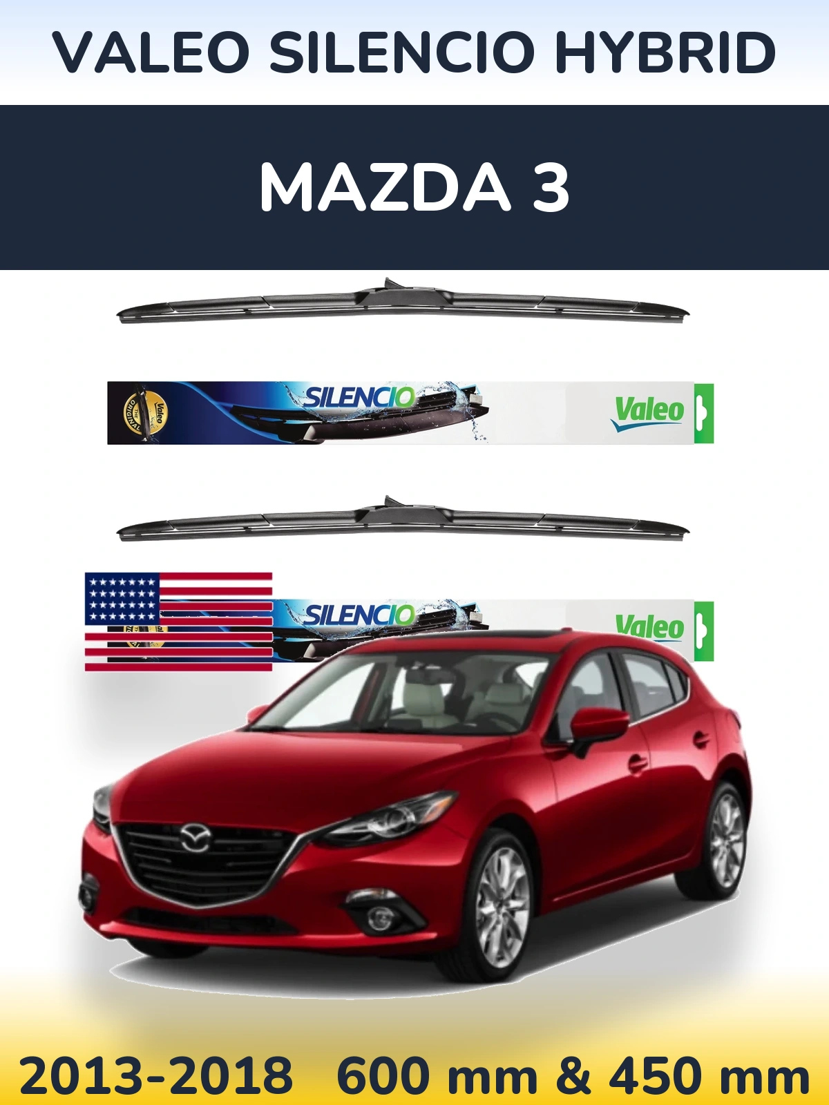 Torkarblad Valeo Silencio Hybrid för Mazda 3
