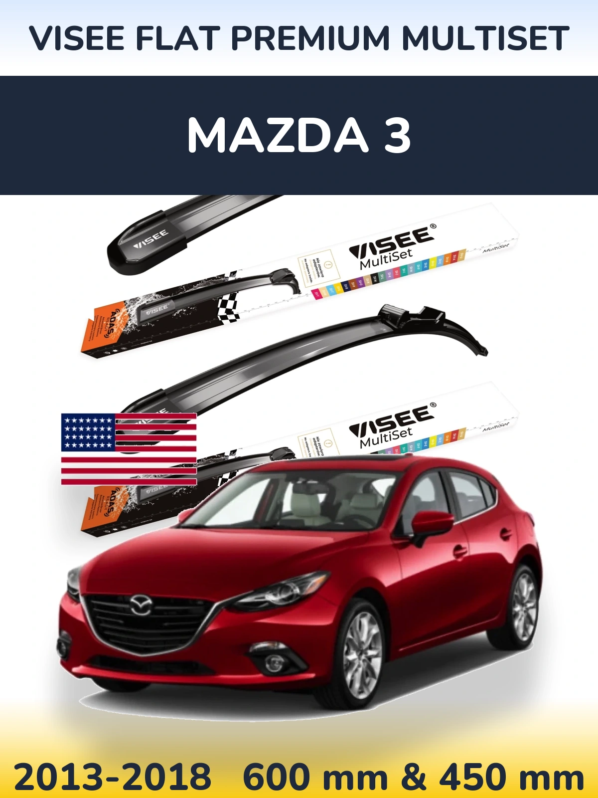 Torkarblad VISEE FLAT PREMIUM MultiSet för Mazda 3