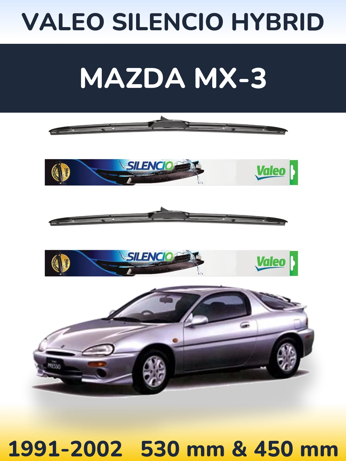 Torkarblad Valeo Silencio Hybrid för Mazda MX-3