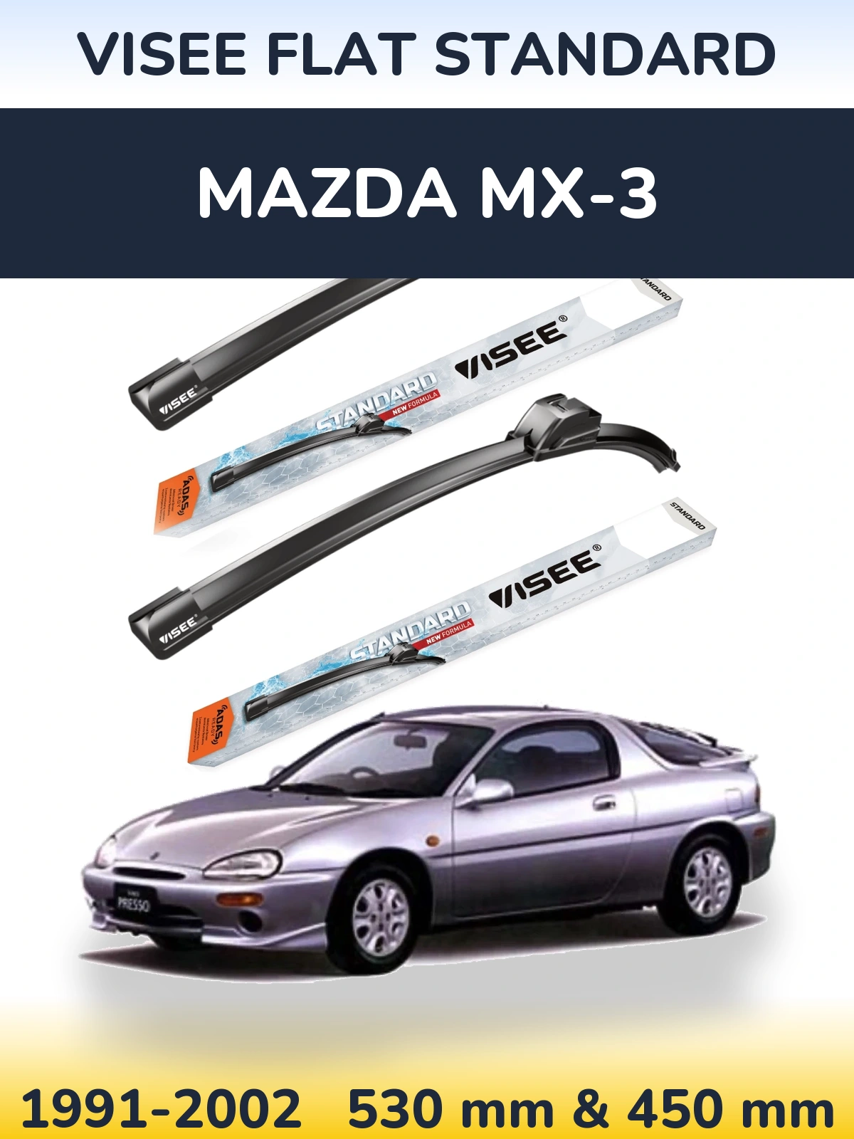 Torkarblad VISEE FLAT STANDARD för Mazda MX-3