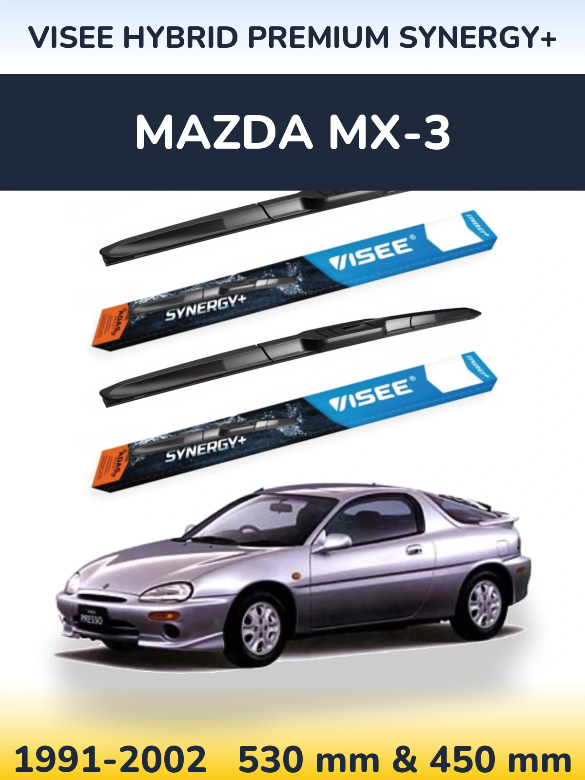Torkarblad VISEE HYBRID PREMIUM SYNERGY+ för Mazda MX-3