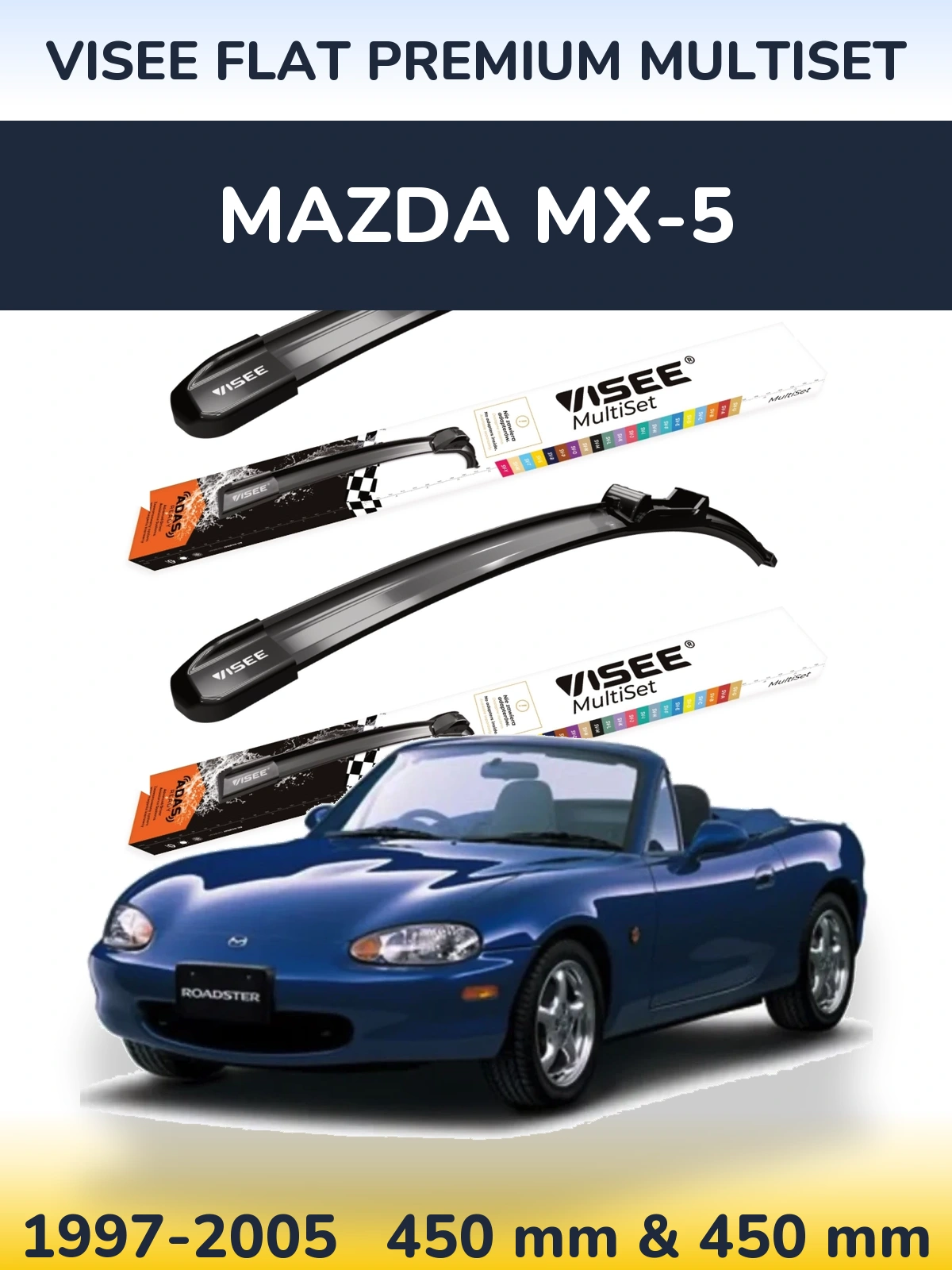 Torkarblad VISEE FLAT PREMIUM MultiSet för Mazda MX-5