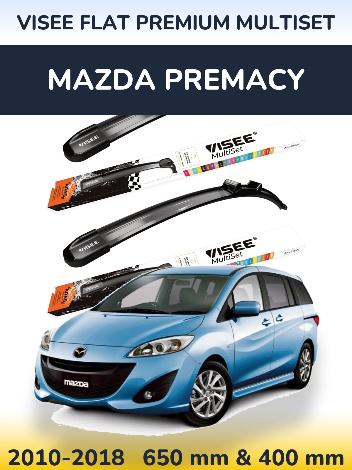 Torkarblad VISEE FLAT PREMIUM MultiSet för Mazda Premacy