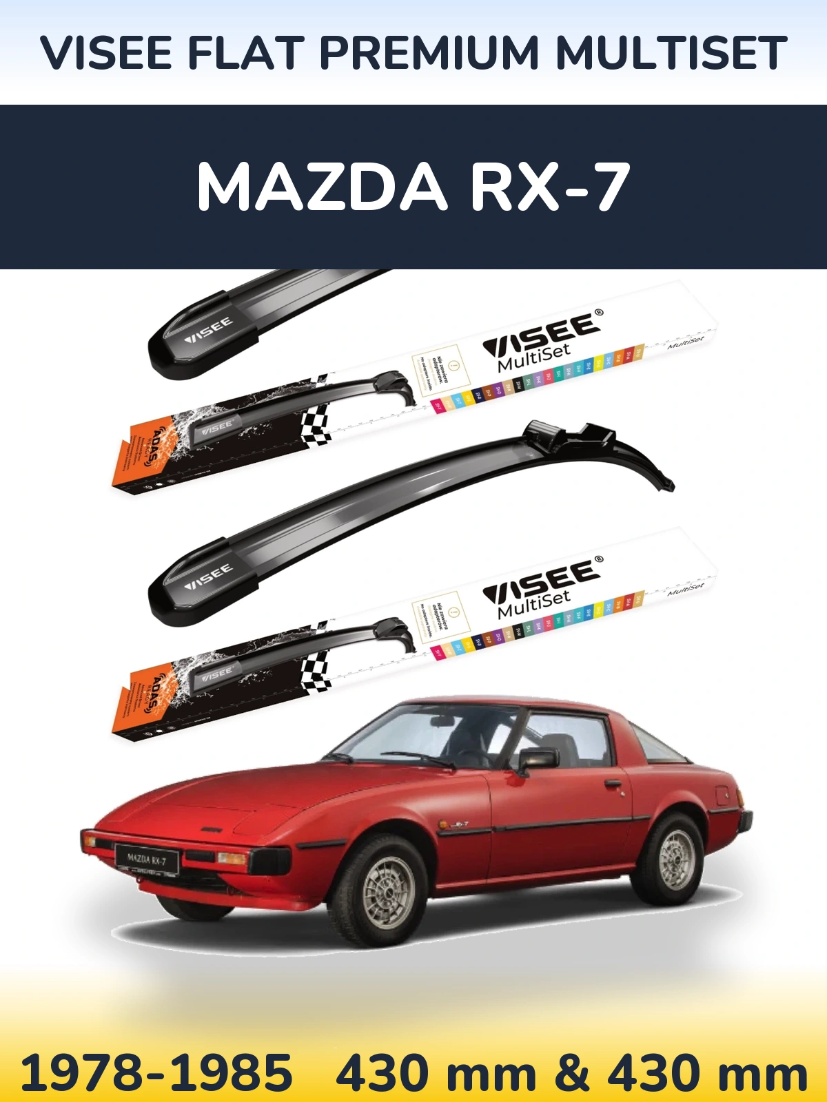 Torkarblad VISEE FLAT PREMIUM MultiSet för Mazda RX-7