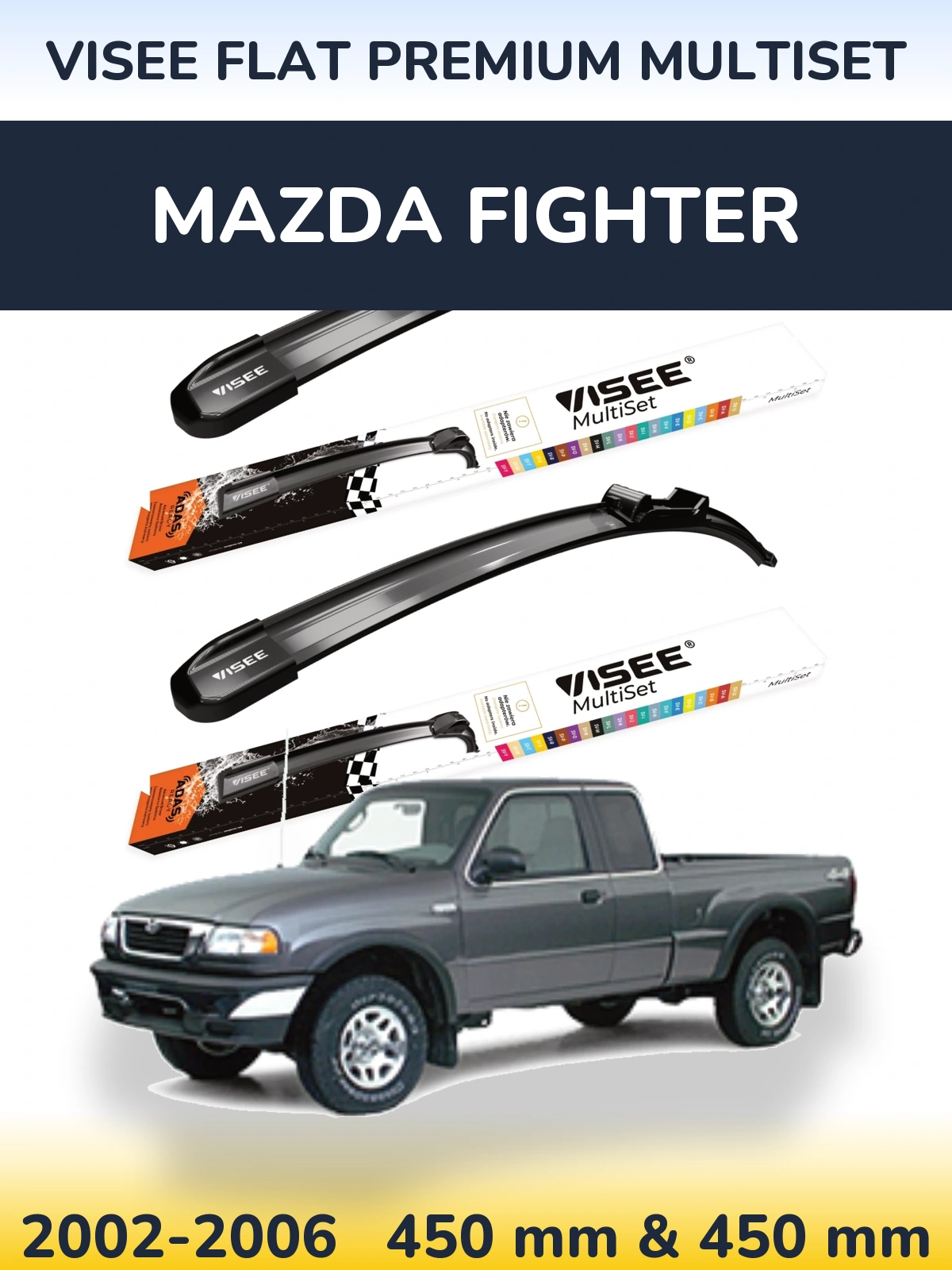 Torkarblad VISEE FLAT PREMIUM MultiSet för Mazda Fighter