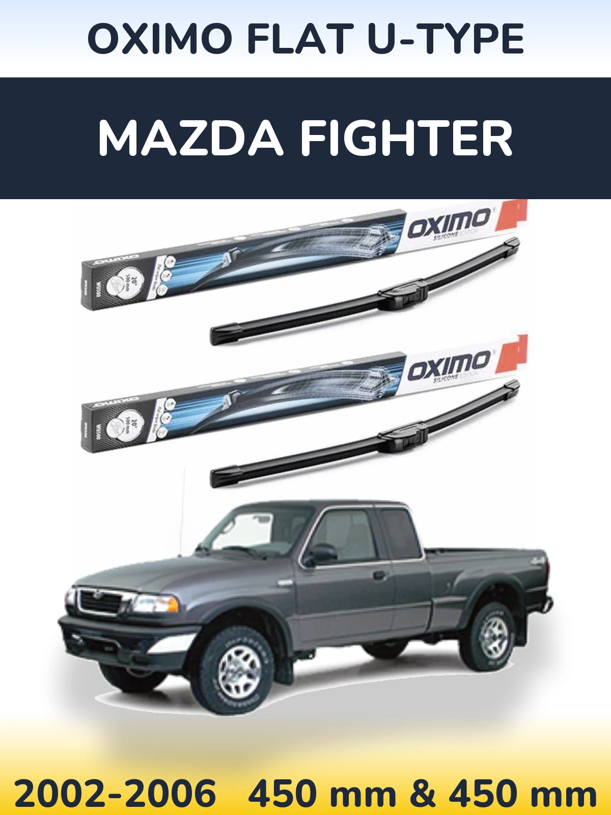 Комплект передніх щіток Oximo Flat U-type 450 & 450 мм для Mazda Fighter 2002-2006