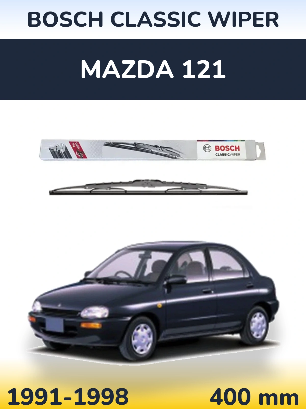 Rear wiper blade BOSCH Classic Wiper 400 mm for Mazda 121 1991-1998