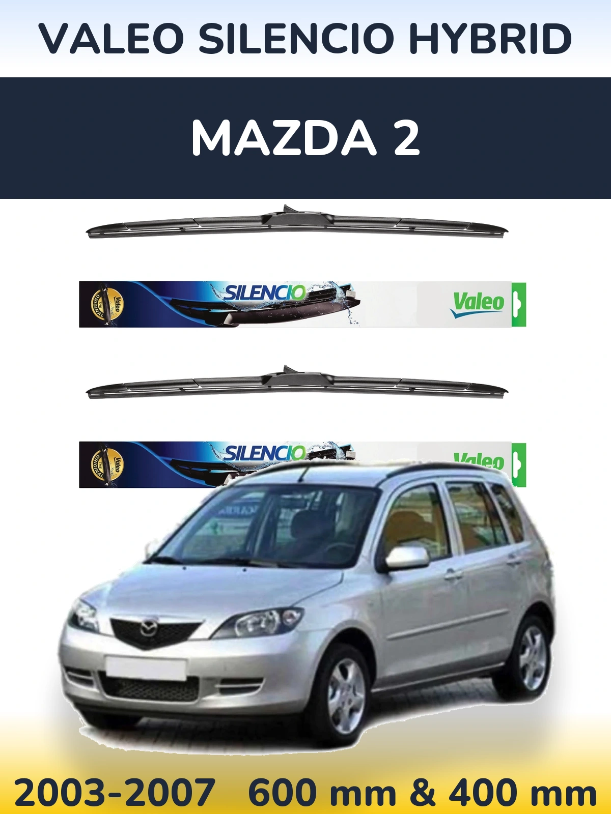 Torkarblad Valeo Silencio Hybrid för Mazda 2