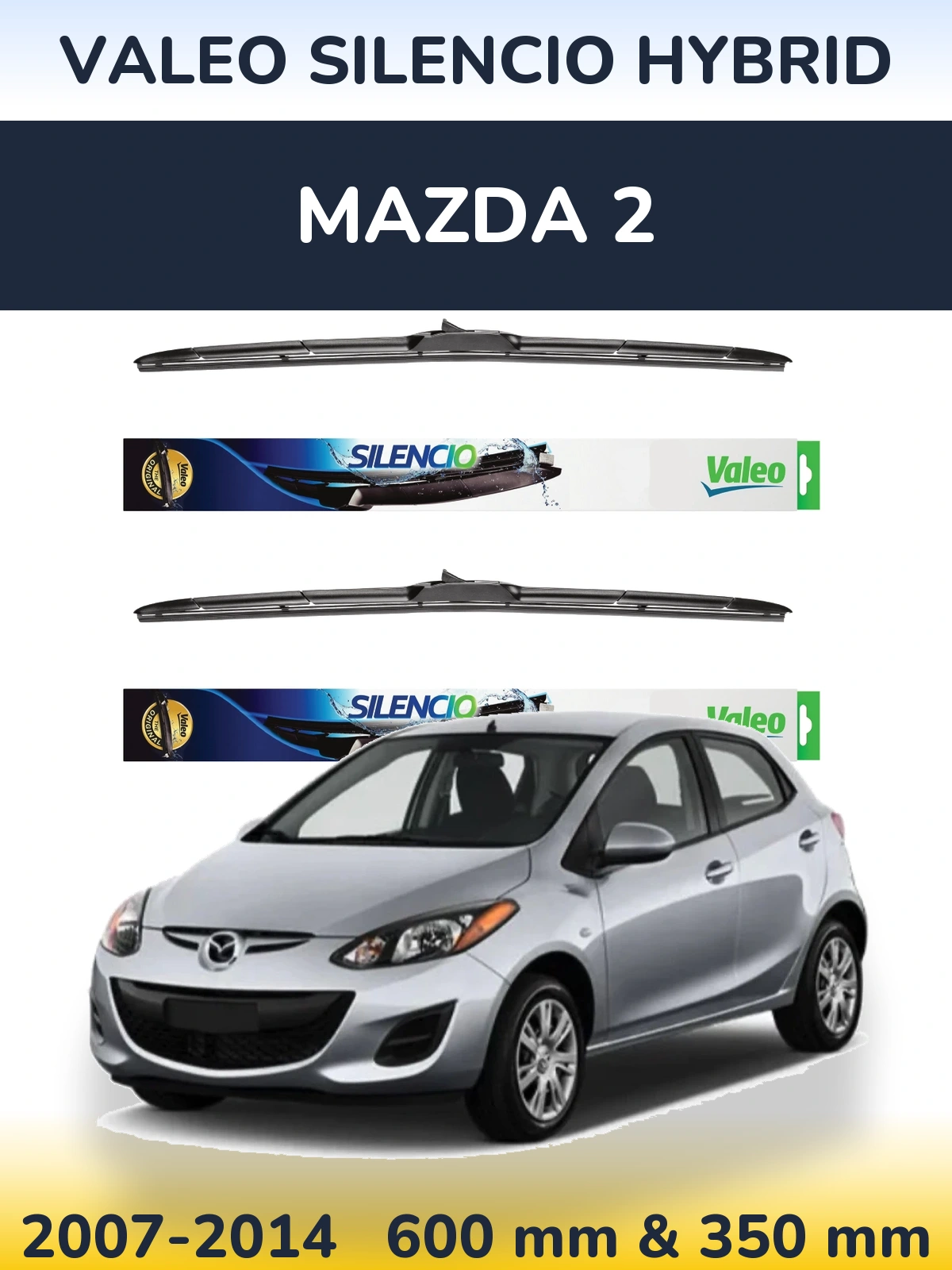 Torkarblad Valeo Silencio Hybrid för Mazda 2