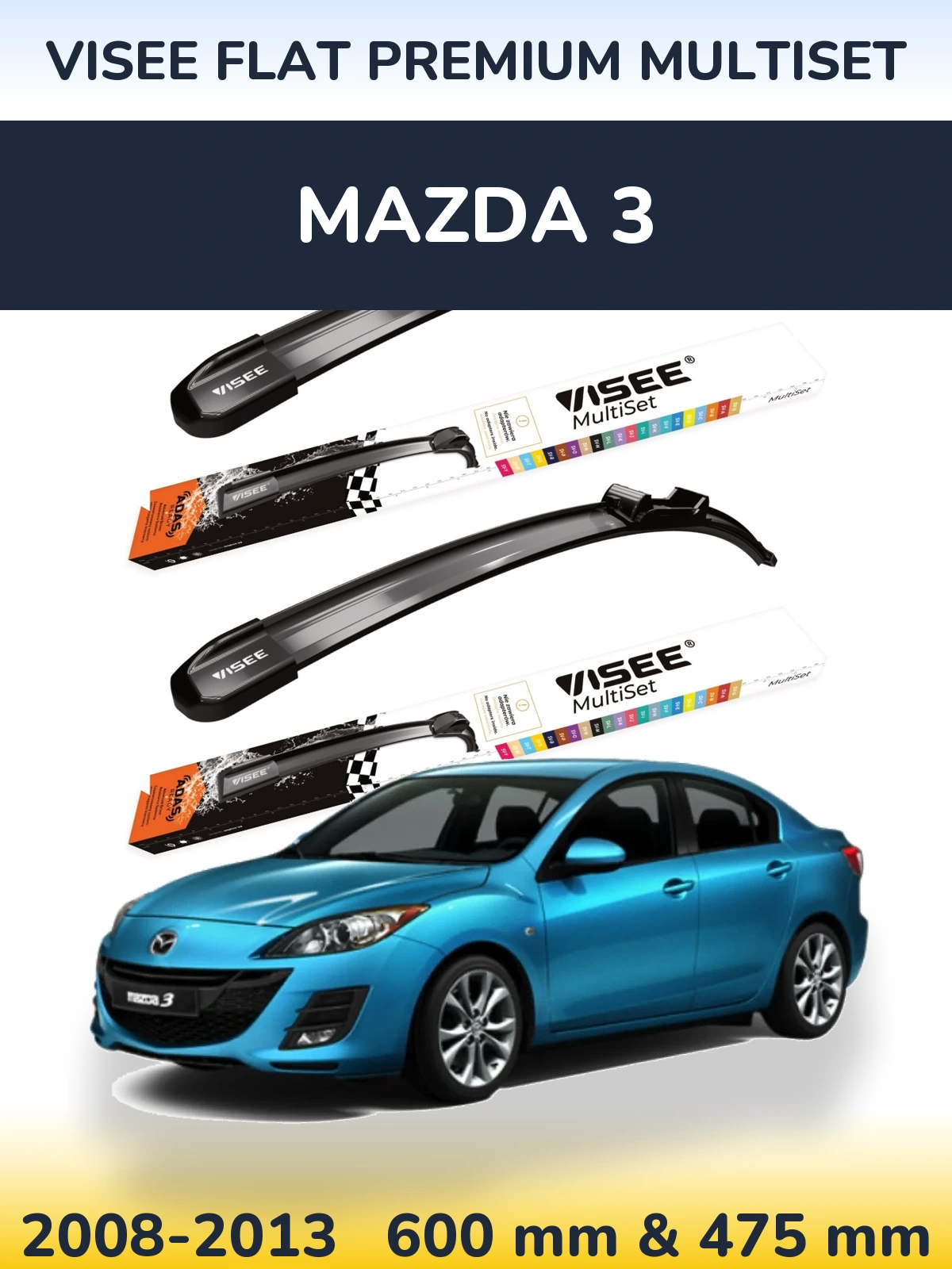 Torkarblad VISEE FLAT PREMIUM MultiSet för Mazda 3