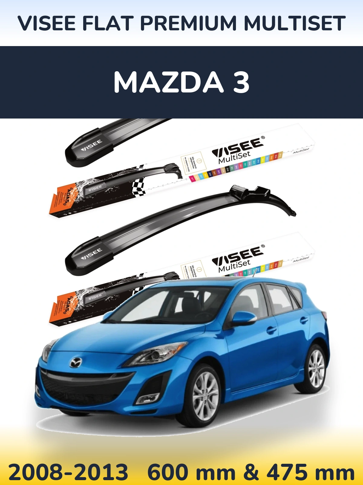 Torkarblad VISEE FLAT PREMIUM MultiSet för Mazda 3