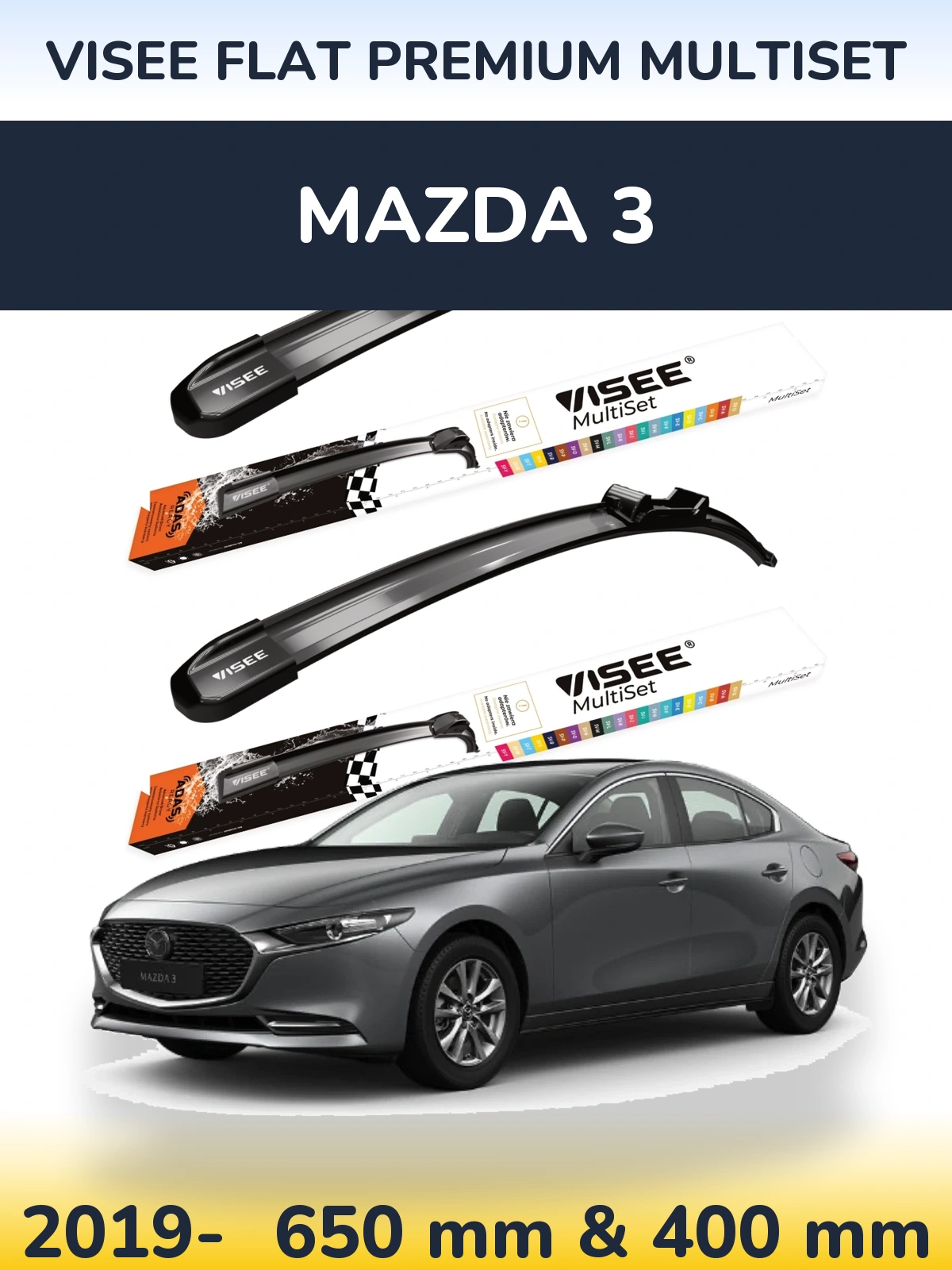 Torkarblad VISEE FLAT PREMIUM MultiSet för Mazda 3