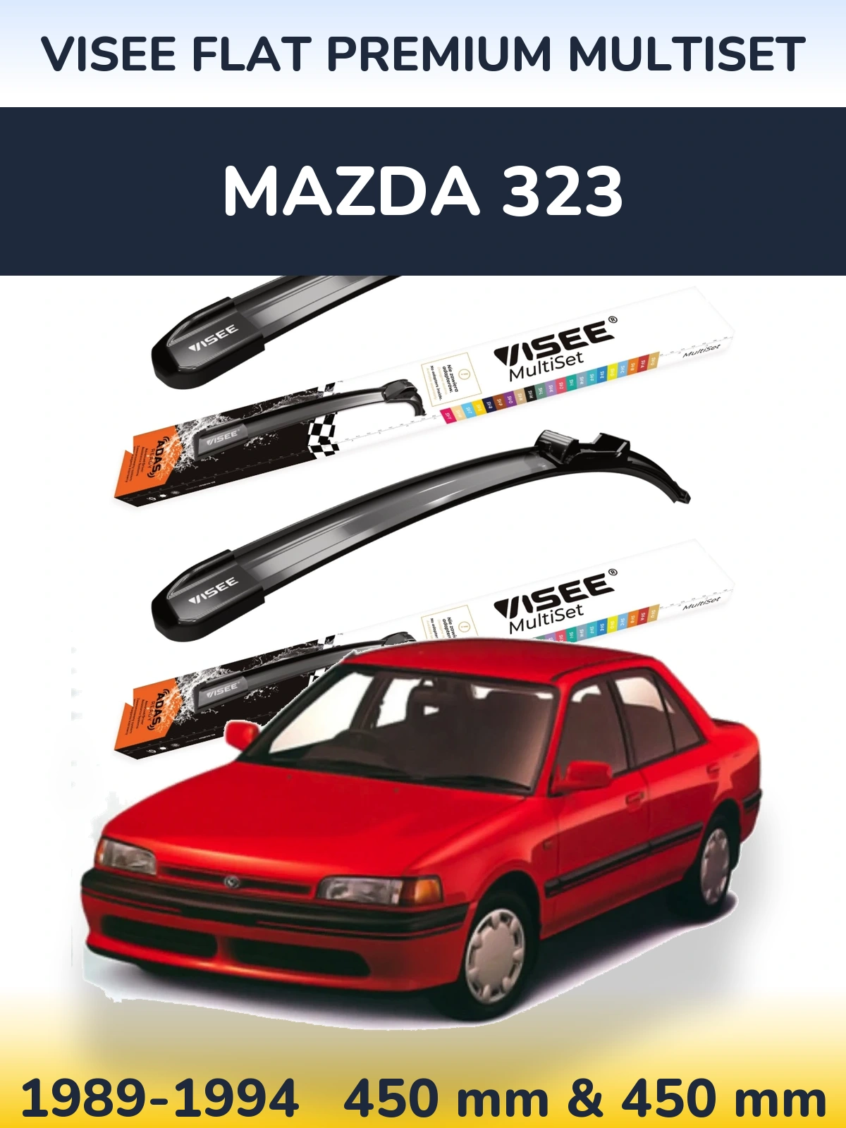 Torkarblad VISEE FLAT PREMIUM MultiSet för Mazda 323