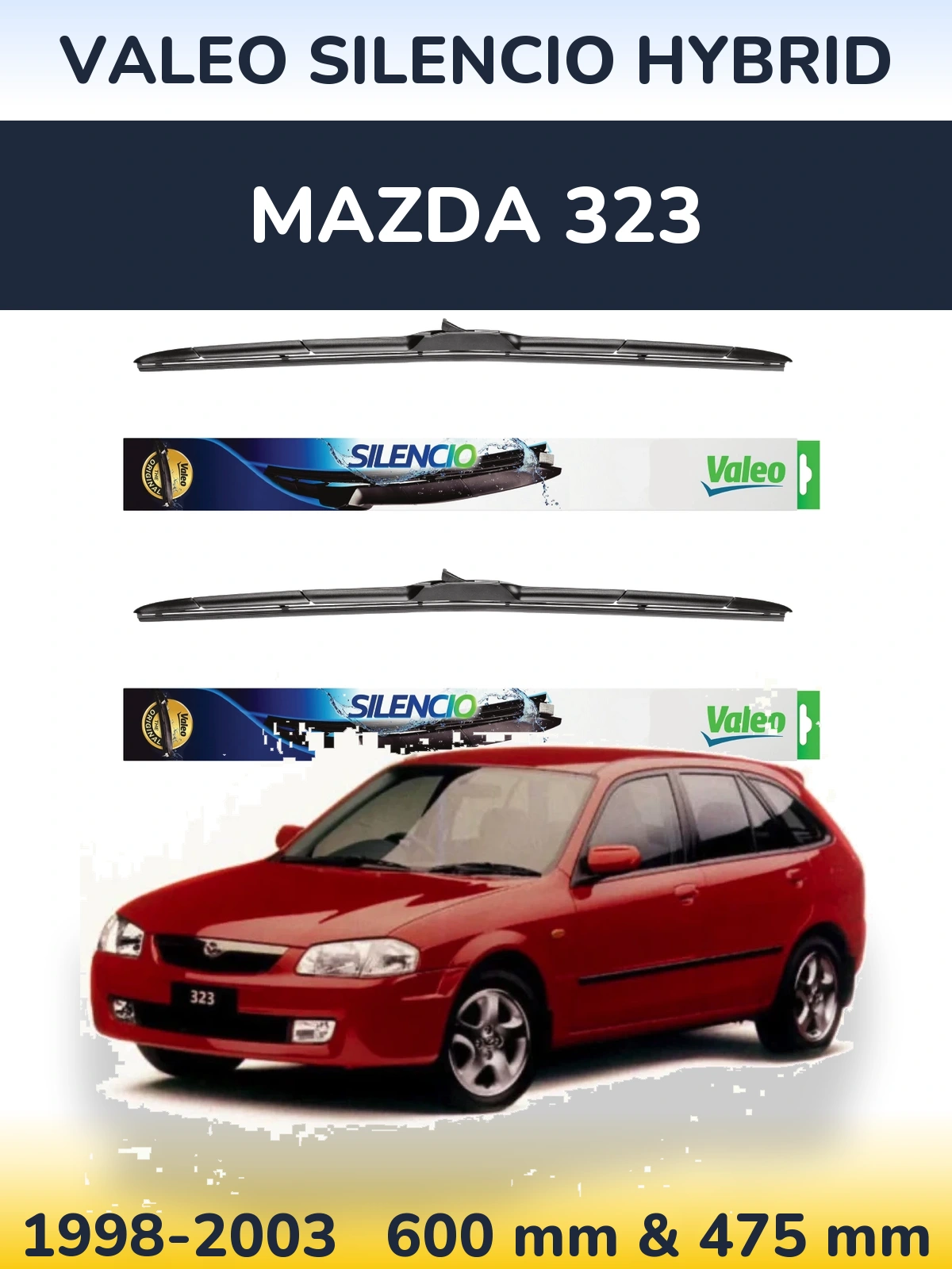 Torkarblad Valeo Silencio Hybrid för Mazda 323