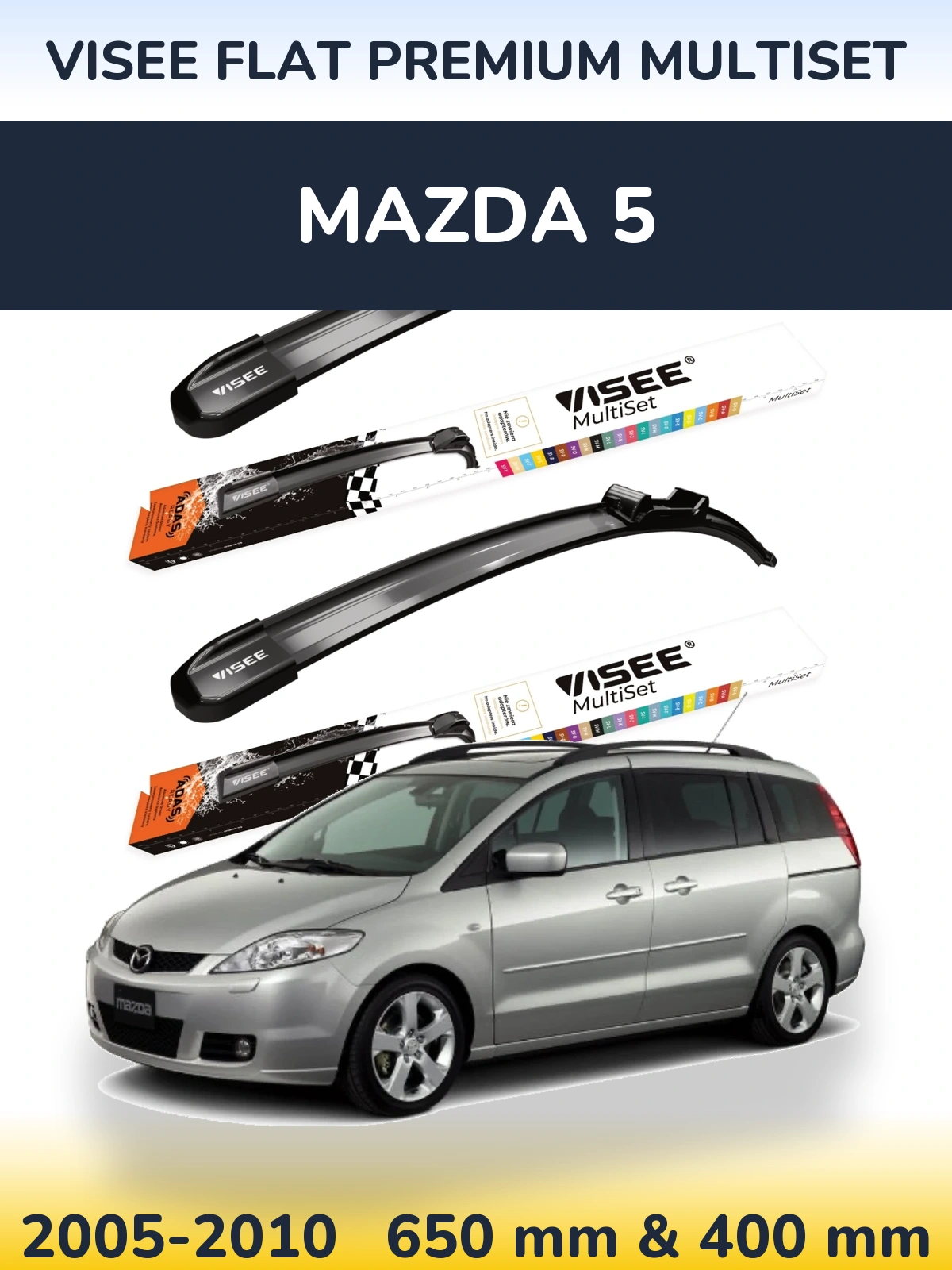 Torkarblad VISEE FLAT PREMIUM MultiSet för Mazda 5