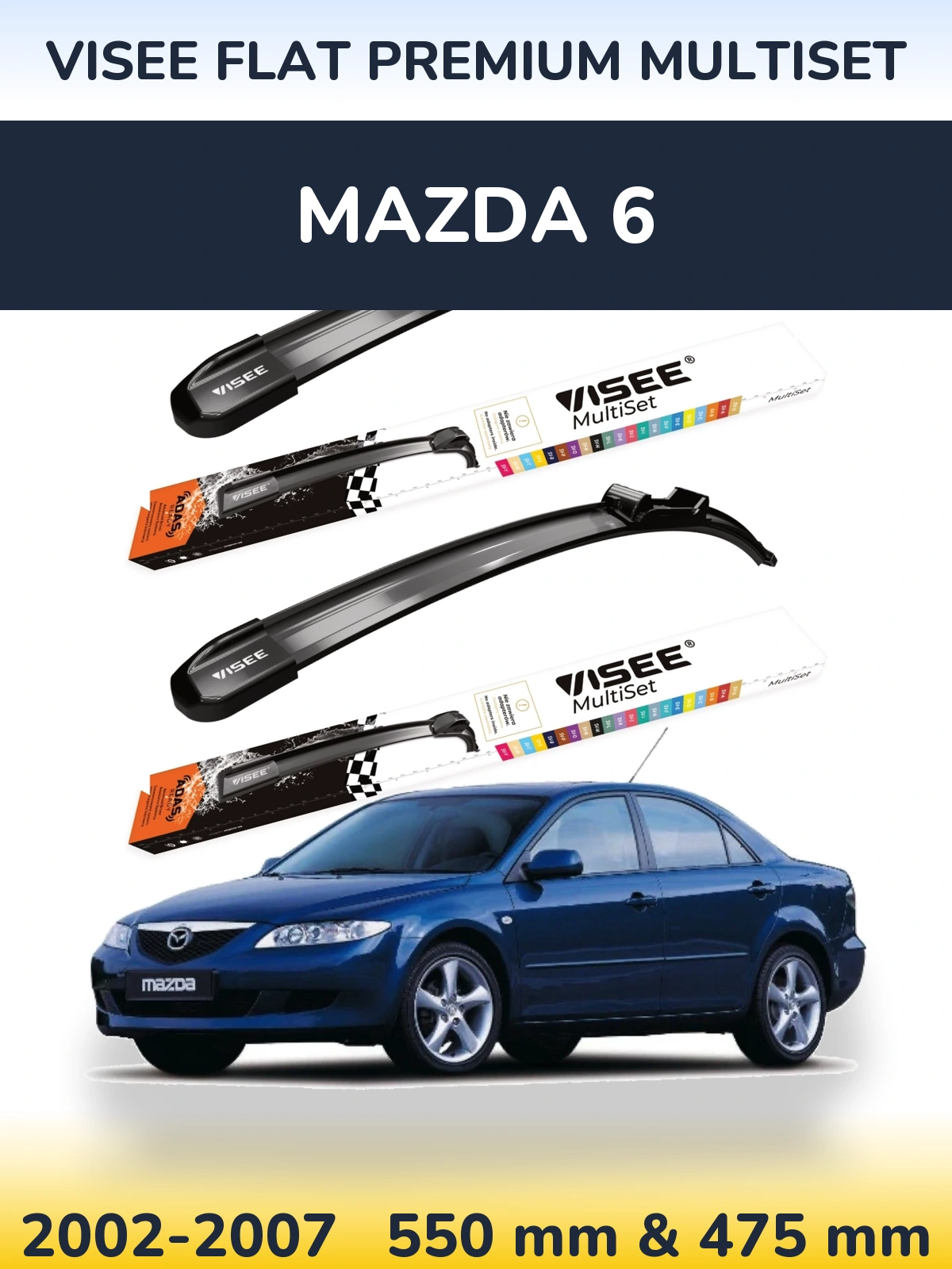 Torkarblad VISEE FLAT PREMIUM MultiSet för Mazda 6