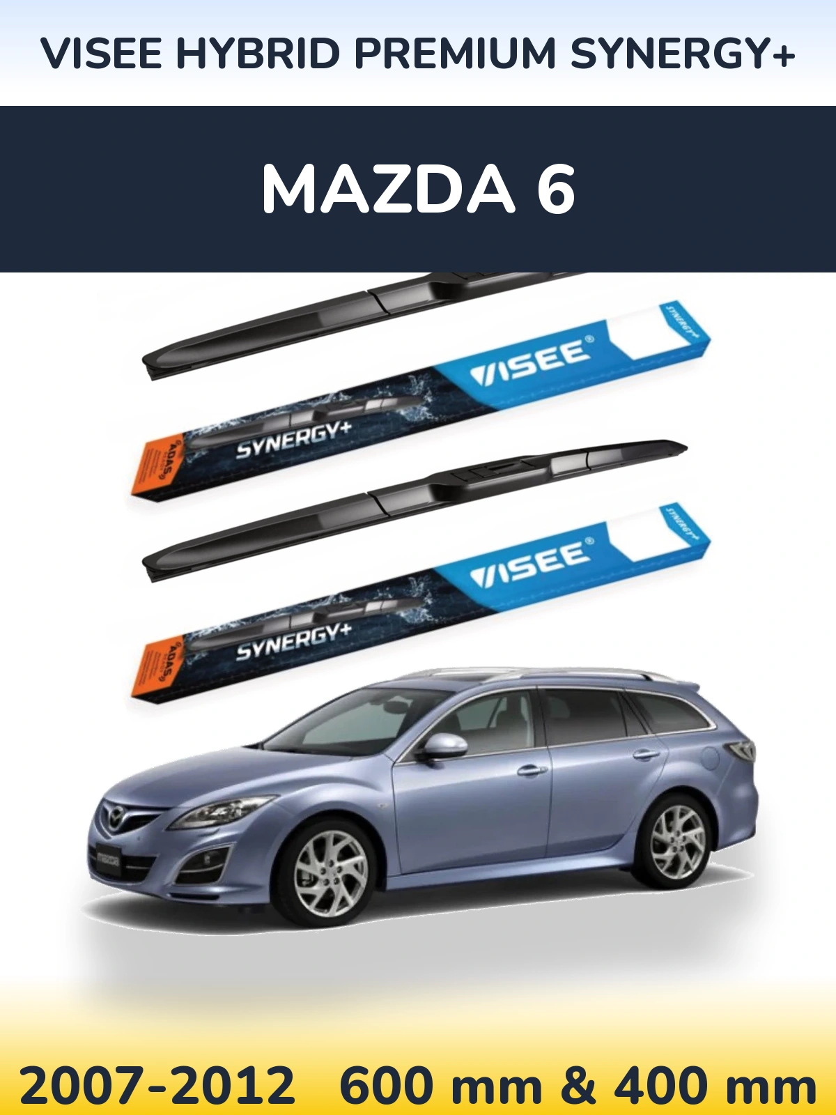 Комплект передніх щіток VISEE HYBRID PREMIUM SYNERGY+ 600 & 400 мм для Mazda 6 2007-2012