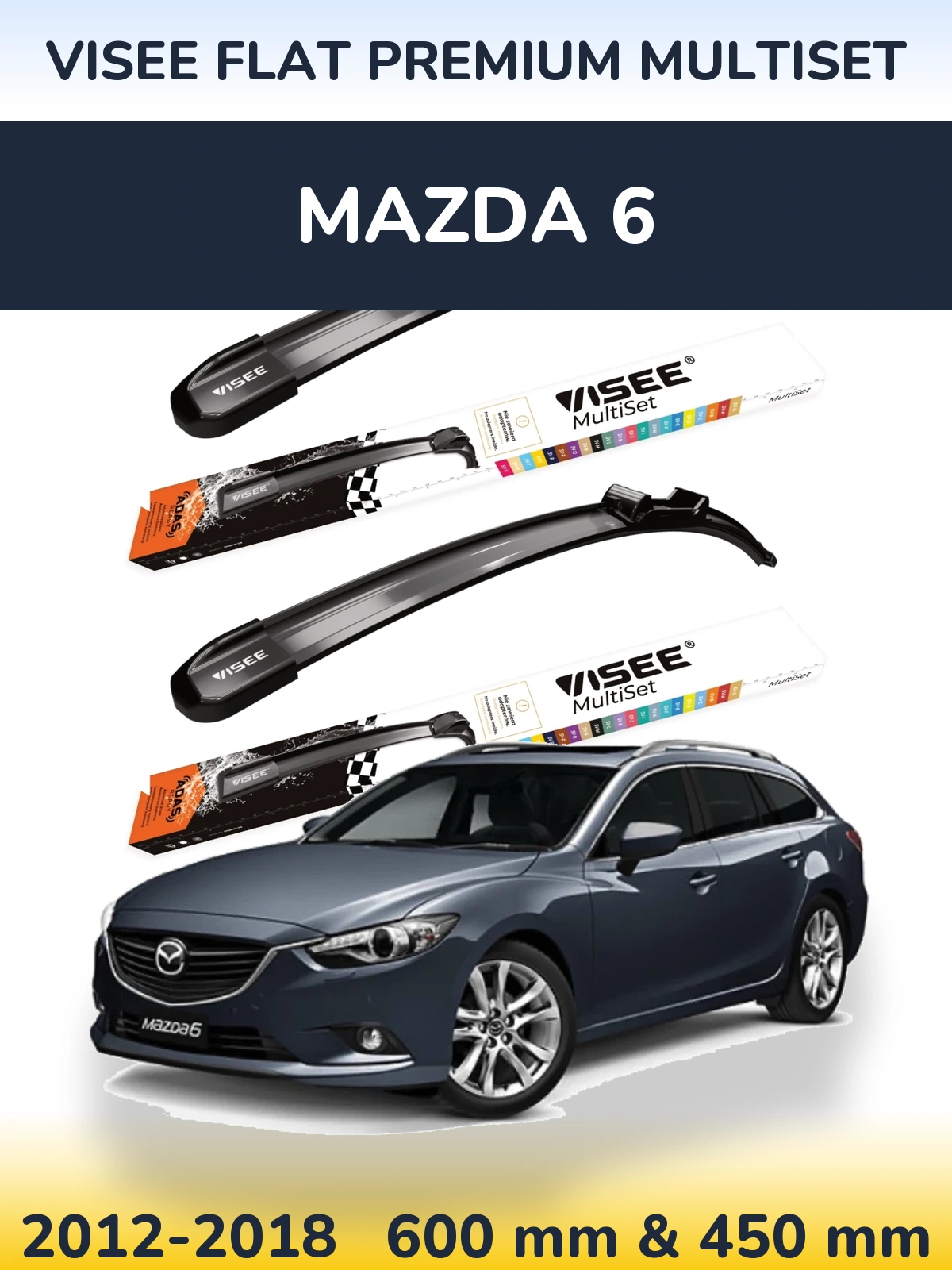 Torkarblad VISEE FLAT PREMIUM MultiSet för Mazda 6