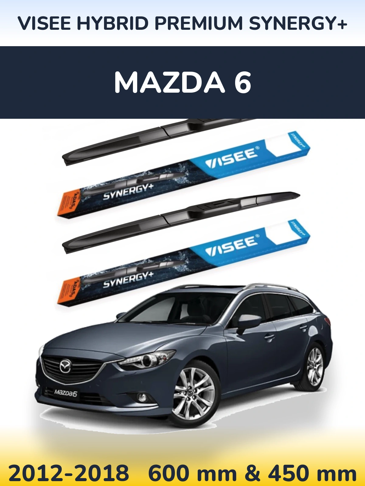 Комплект передніх щіток VISEE HYBRID PREMIUM SYNERGY+ 600 & 450 мм для Mazda 6 2012-2018