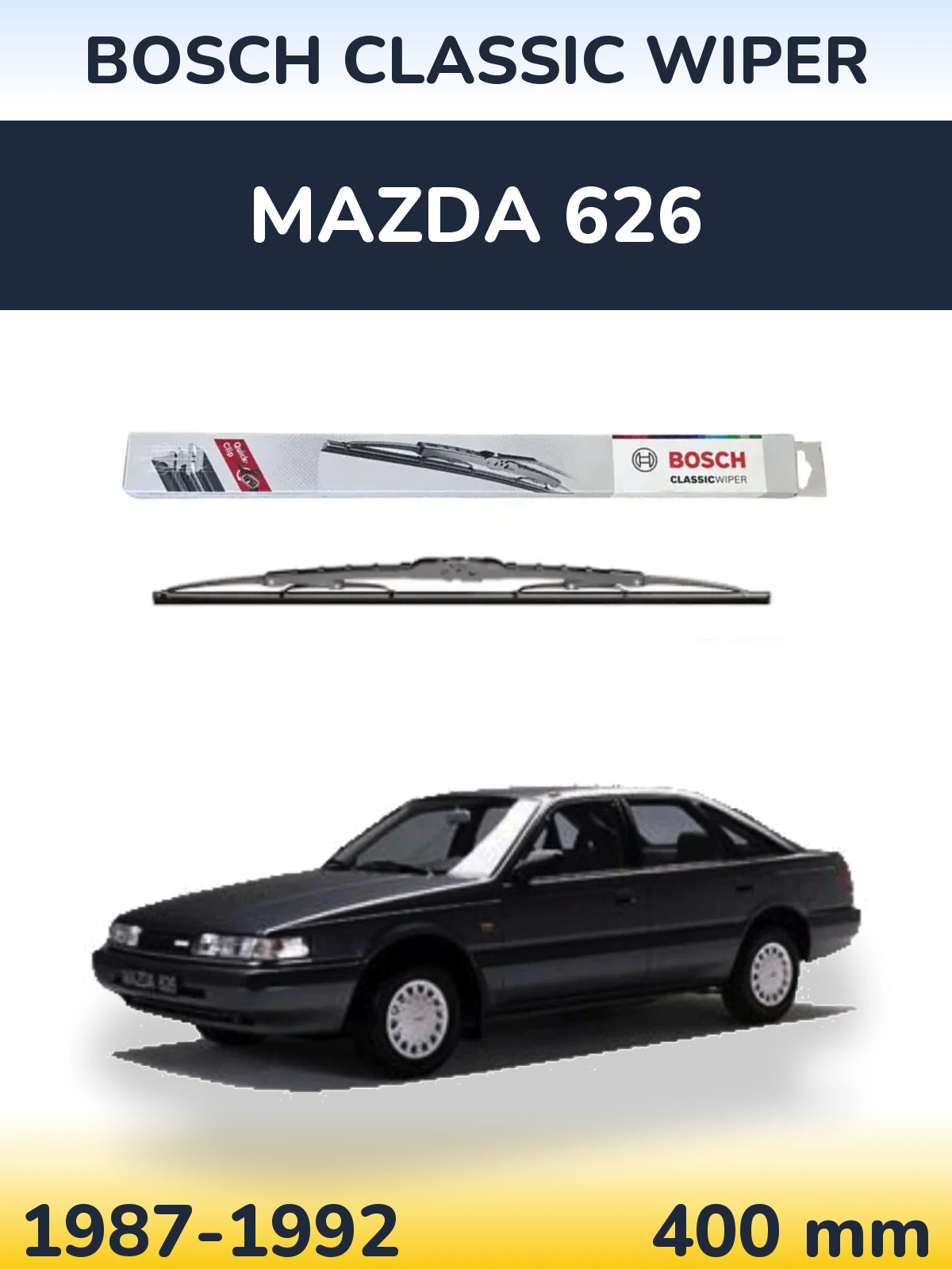 Rear wiper blade BOSCH Classic Wiper 400 mm for Mazda 626 1987-1992