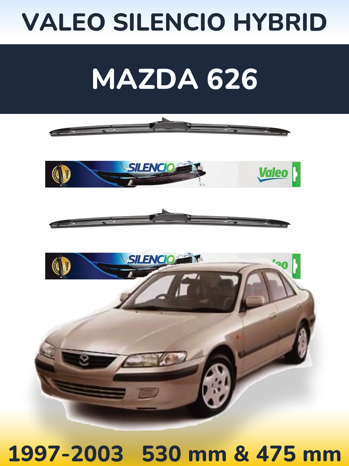 Torkarblad Valeo Silencio Hybrid för Mazda 626