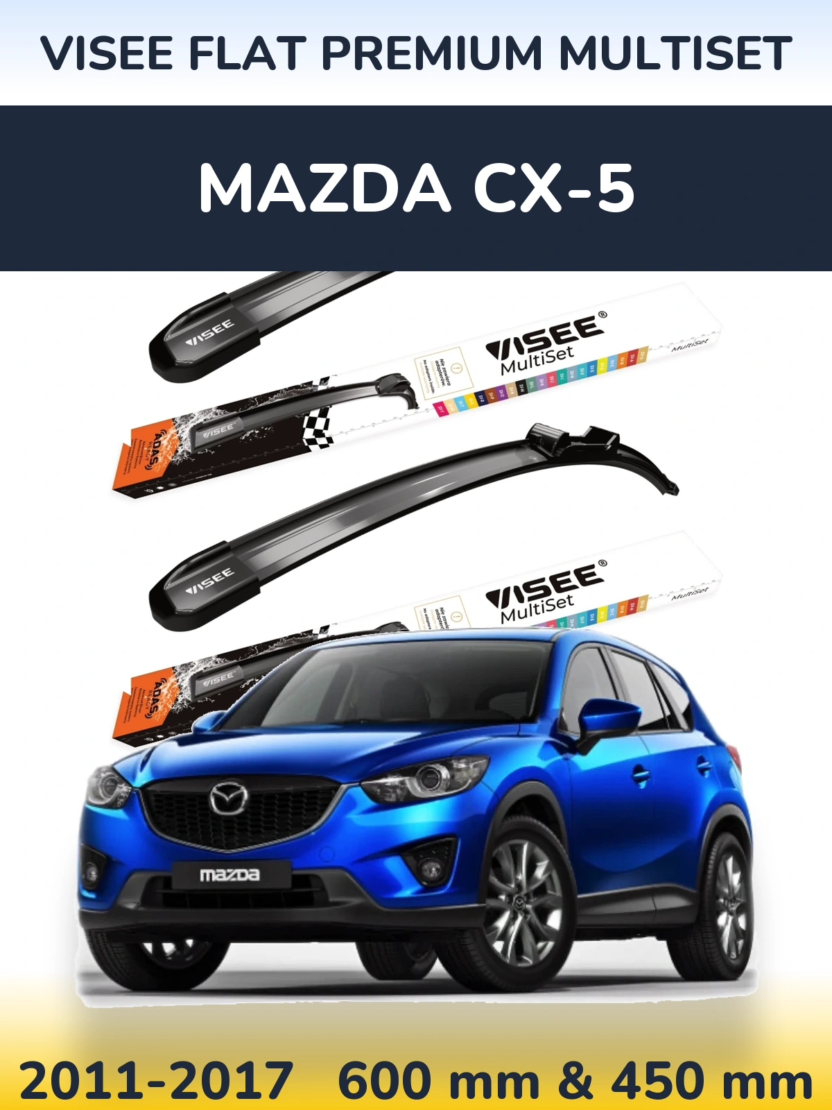 Torkarblad VISEE FLAT PREMIUM MultiSet för Mazda CX-5