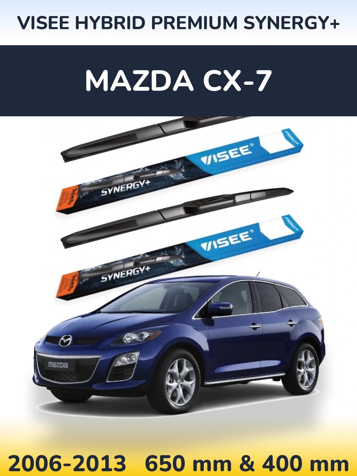 Комплект передних дворников VISEE HYBRID PREMIUM SYNERGY+ 650 & 400 мм для Mazda CX-7 2006-2013