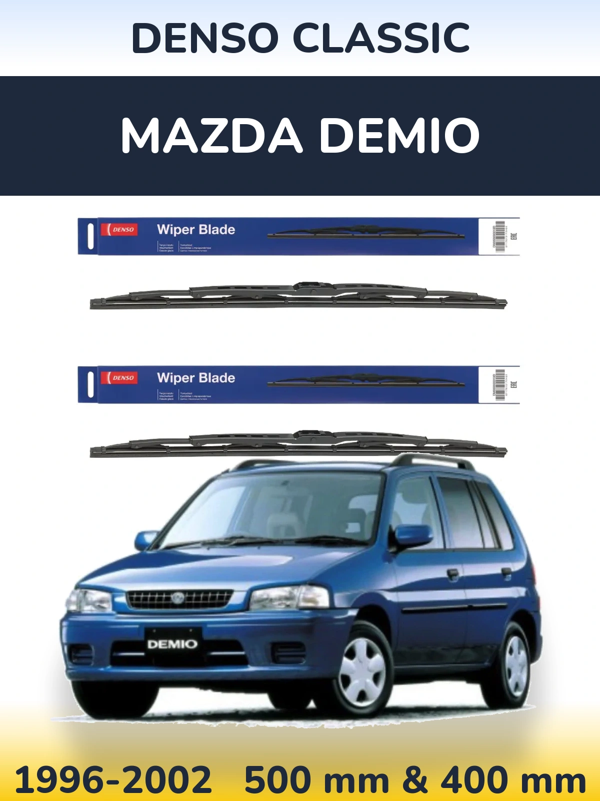 Комплект передних дворников Denso Classic 500 & 400 мм для Mazda Demio 1996-2002