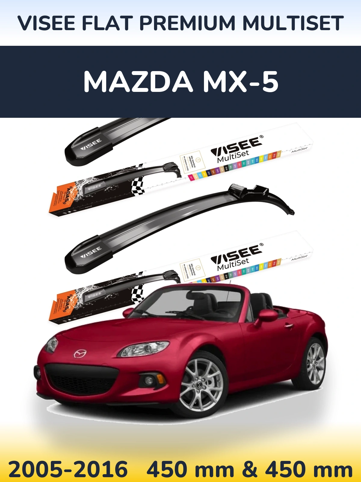 Torkarblad VISEE FLAT PREMIUM MultiSet för Mazda MX-5