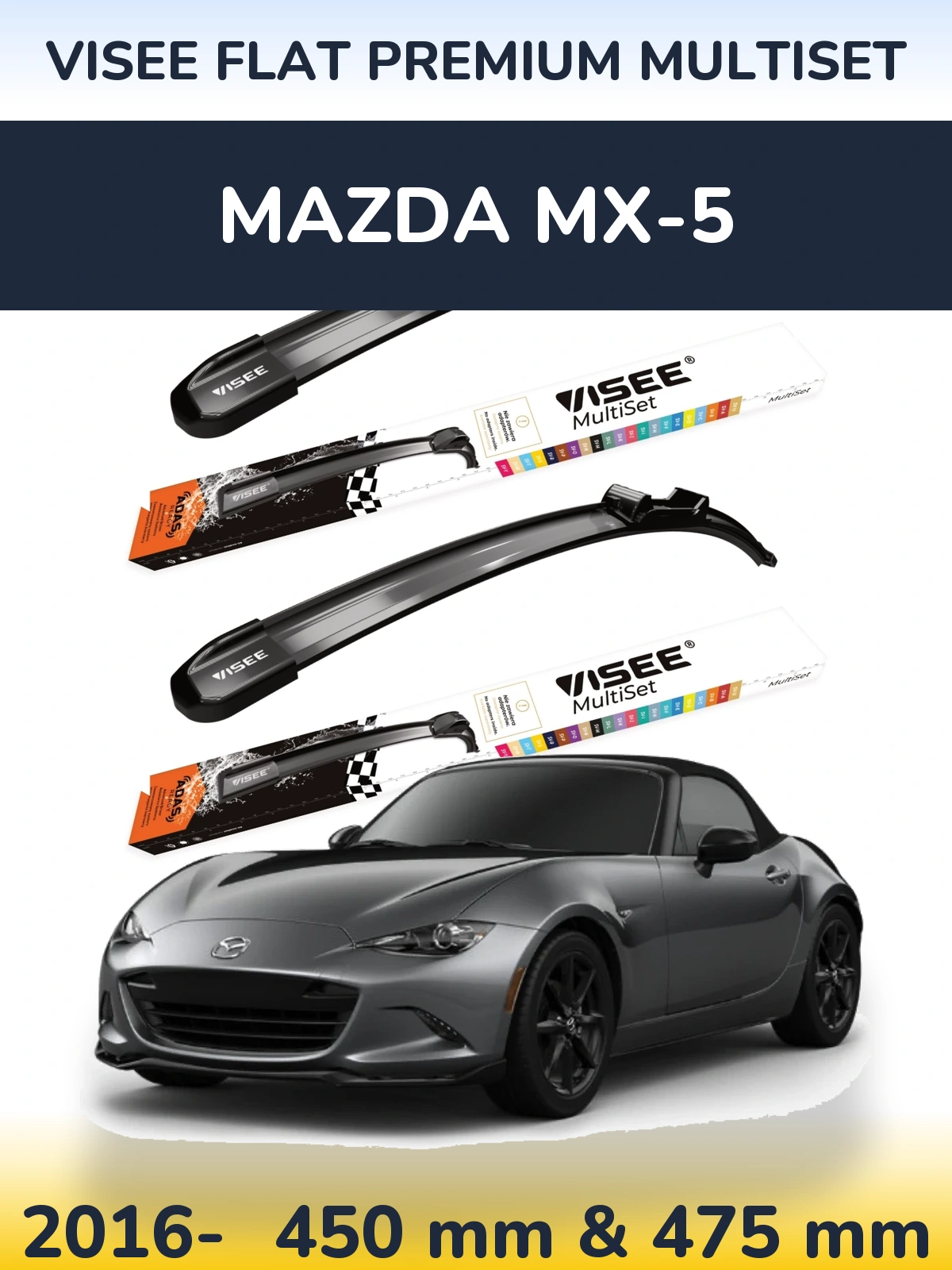 Torkarblad VISEE FLAT PREMIUM MultiSet för Mazda MX-5