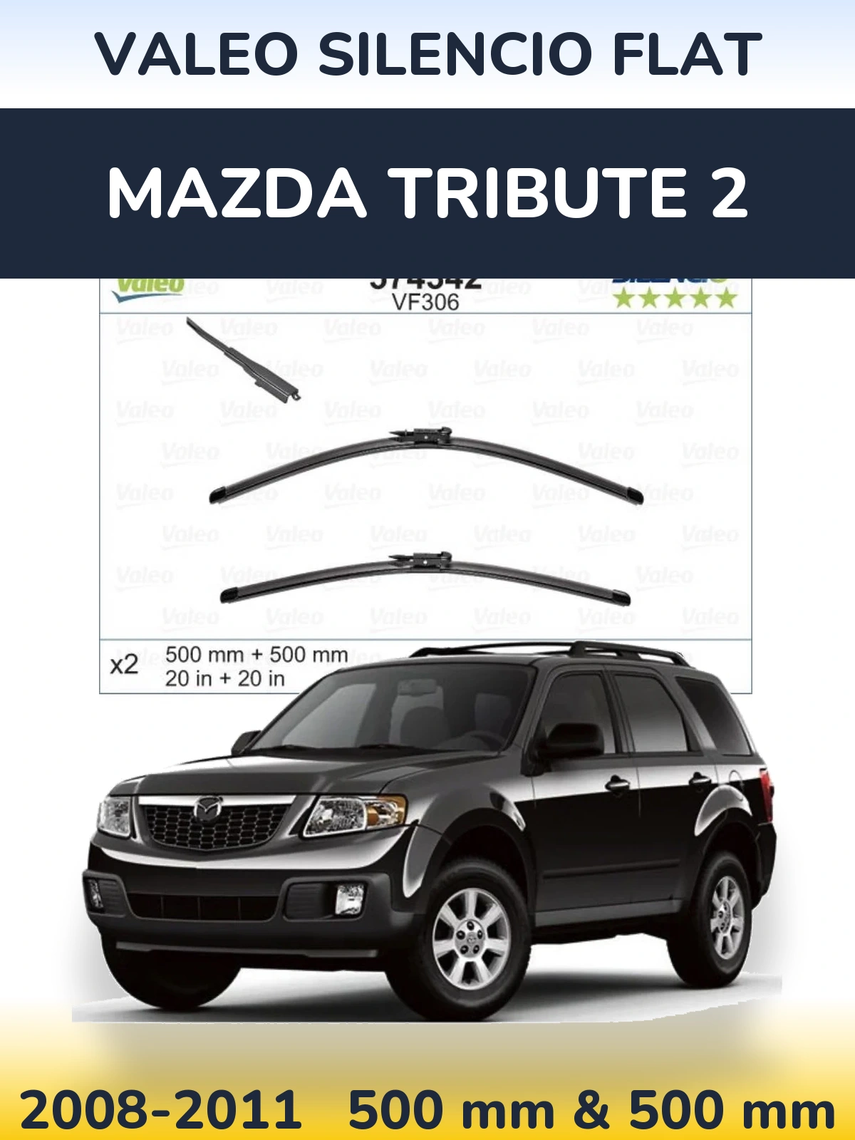 Torkarblad Valeo Silencio Flat för Mazda Tribute 2