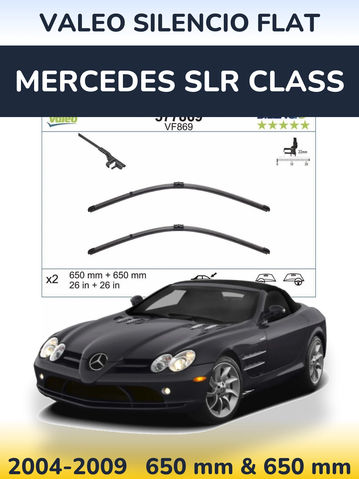 Torkarblad Valeo Silencio Flat för Mercedes SLR Class