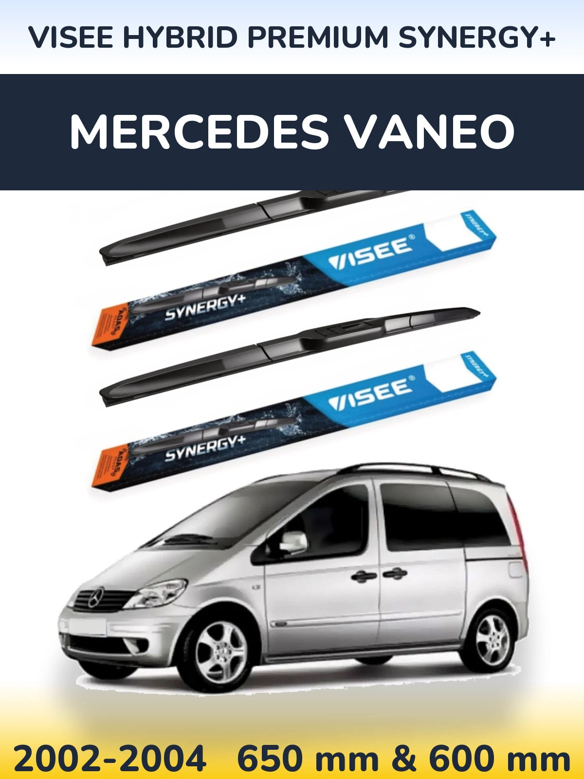 Комплект передних дворников VISEE HYBRID PREMIUM SYNERGY+ 650 & 600 мм для Mercedes Vaneo 2002-2004