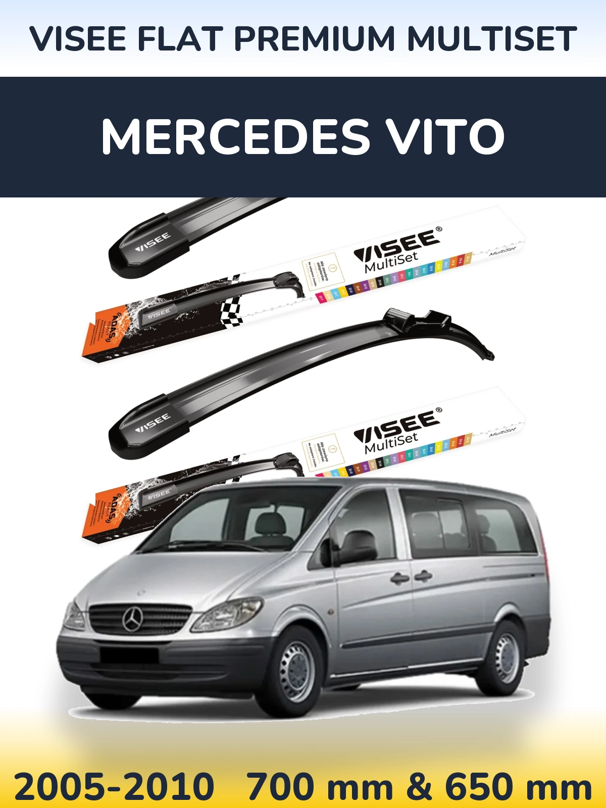 Torkarblad VISEE FLAT PREMIUM MultiSet för Mercedes Vito