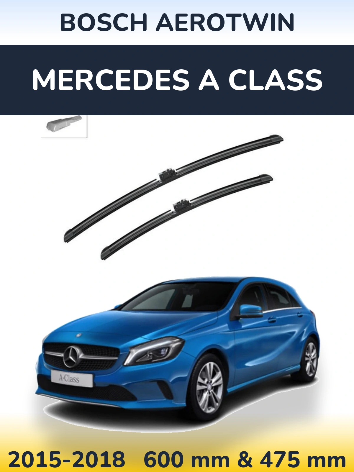 Комплект передних дворников BOSCH AeroTwin 600 & 475 мм для Mercedes A Class 2015-2018