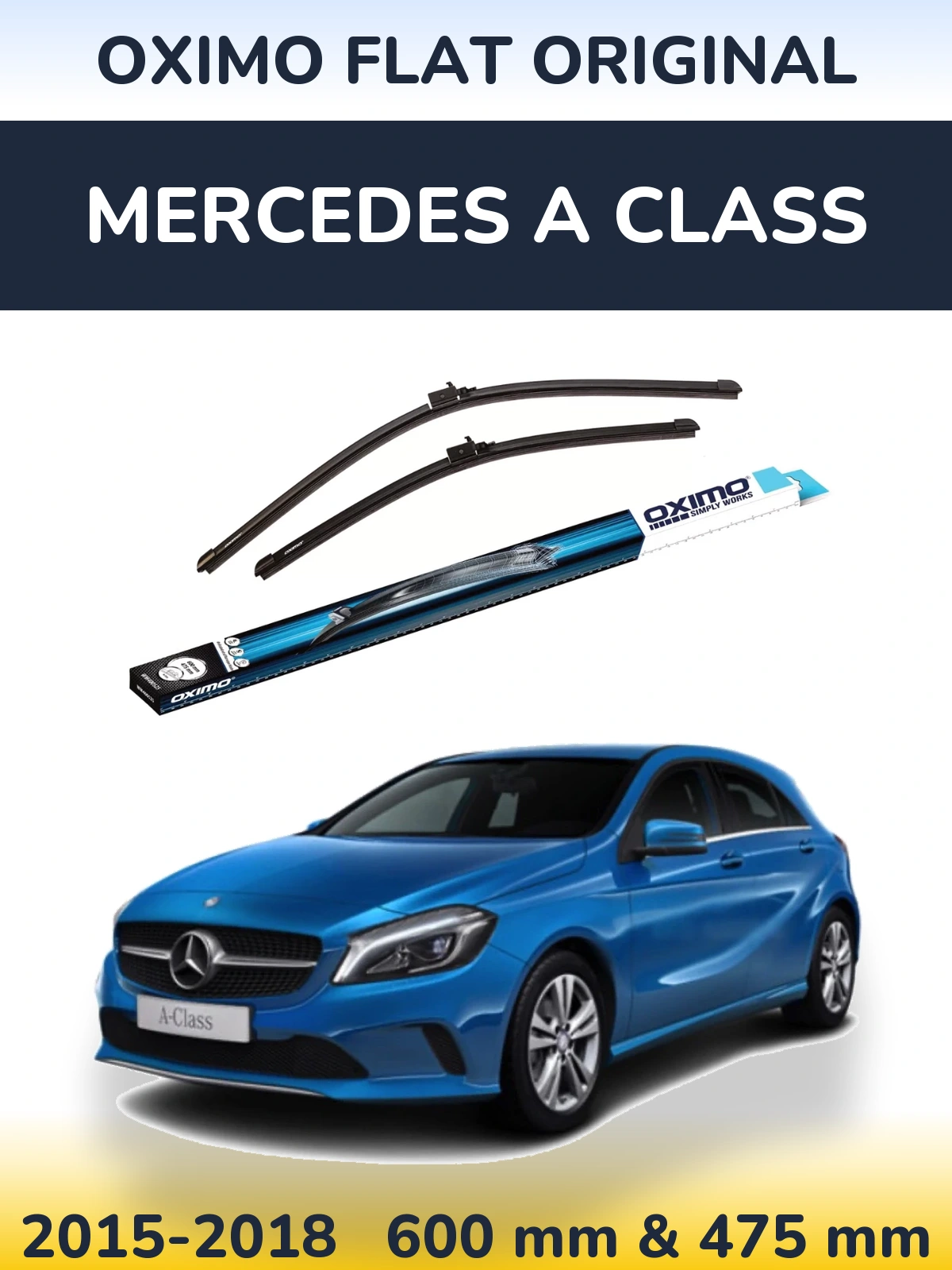 Комплект передних дворников Oximo Flat Original 600 & 475 мм для Mercedes A Class 2015-2018