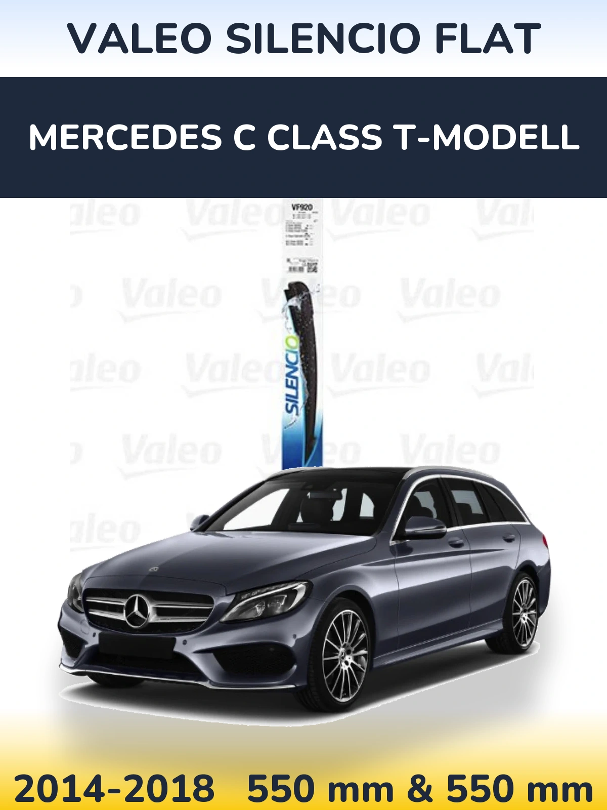 Комплект передних дворников Valeo Silencio Flat 550 & 550 мм для Mercedes C Class T-Модельl 2014-2018