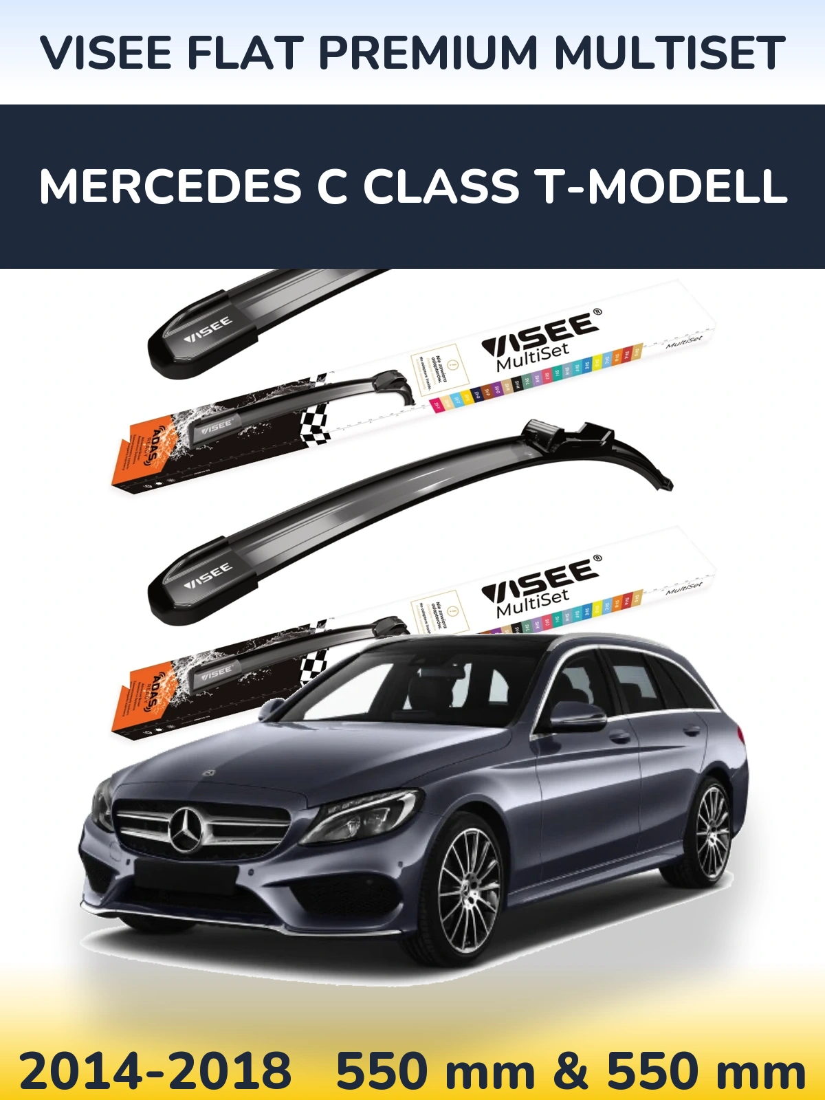 Torkarblad VISEE FLAT PREMIUM MultiSet för Mercedes C Class T-Modelll