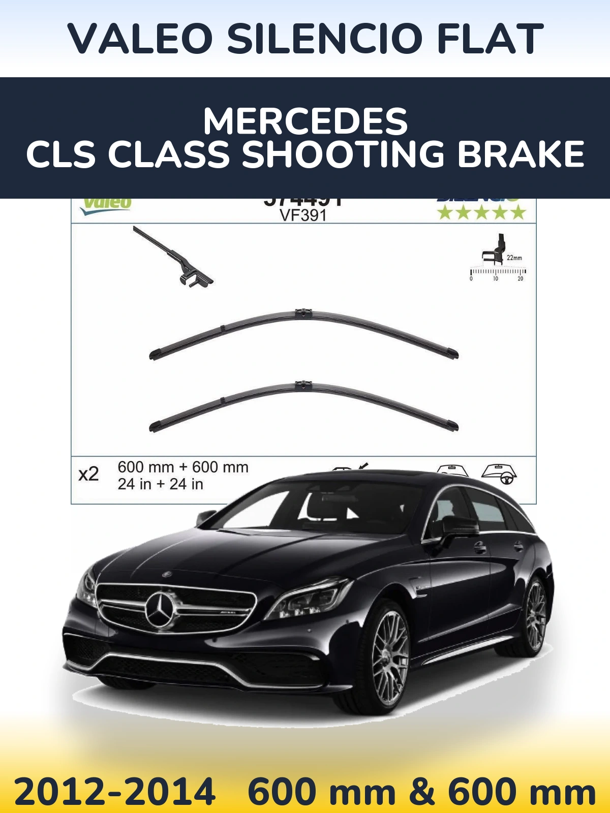 Torkarblad Valeo Silencio Flat för Mercedes CLS Class Shooting Brake