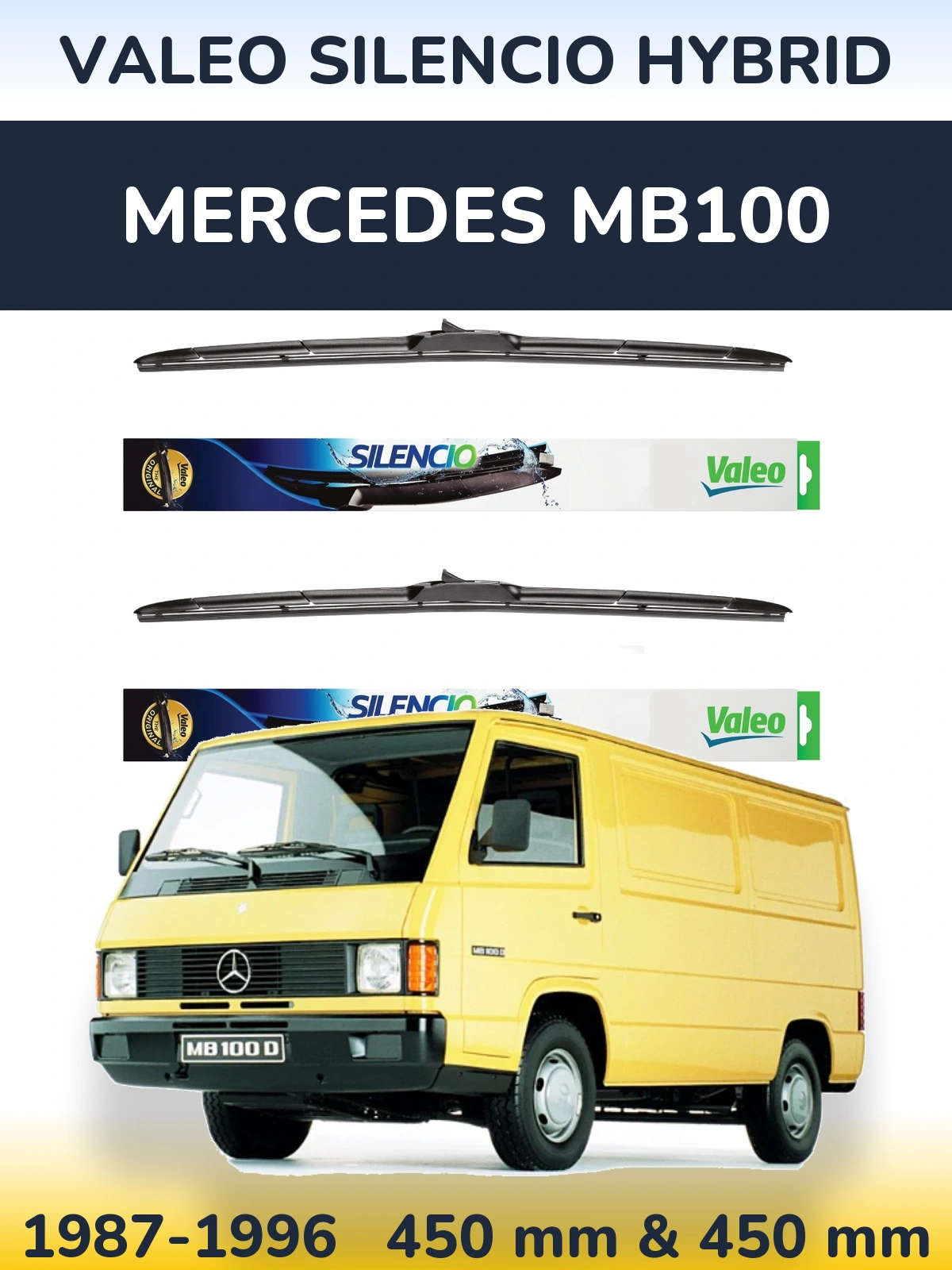 Torkarblad Valeo Silencio Hybrid för Mercedes MB100