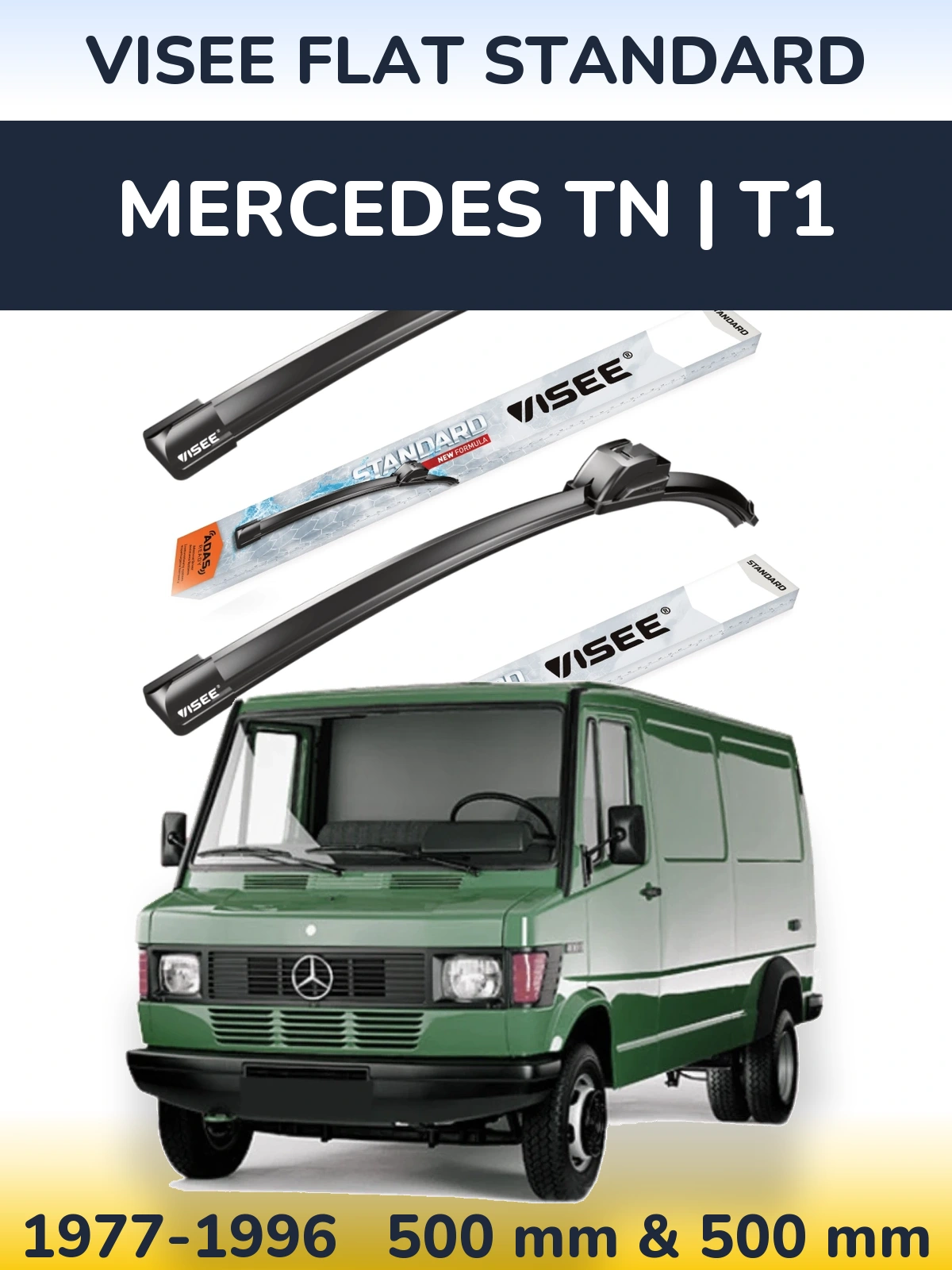 Комплект передних дворников VISEE FLAT STANDARD 500 & 500 мм для Mercedes TN | T1 1977-1996