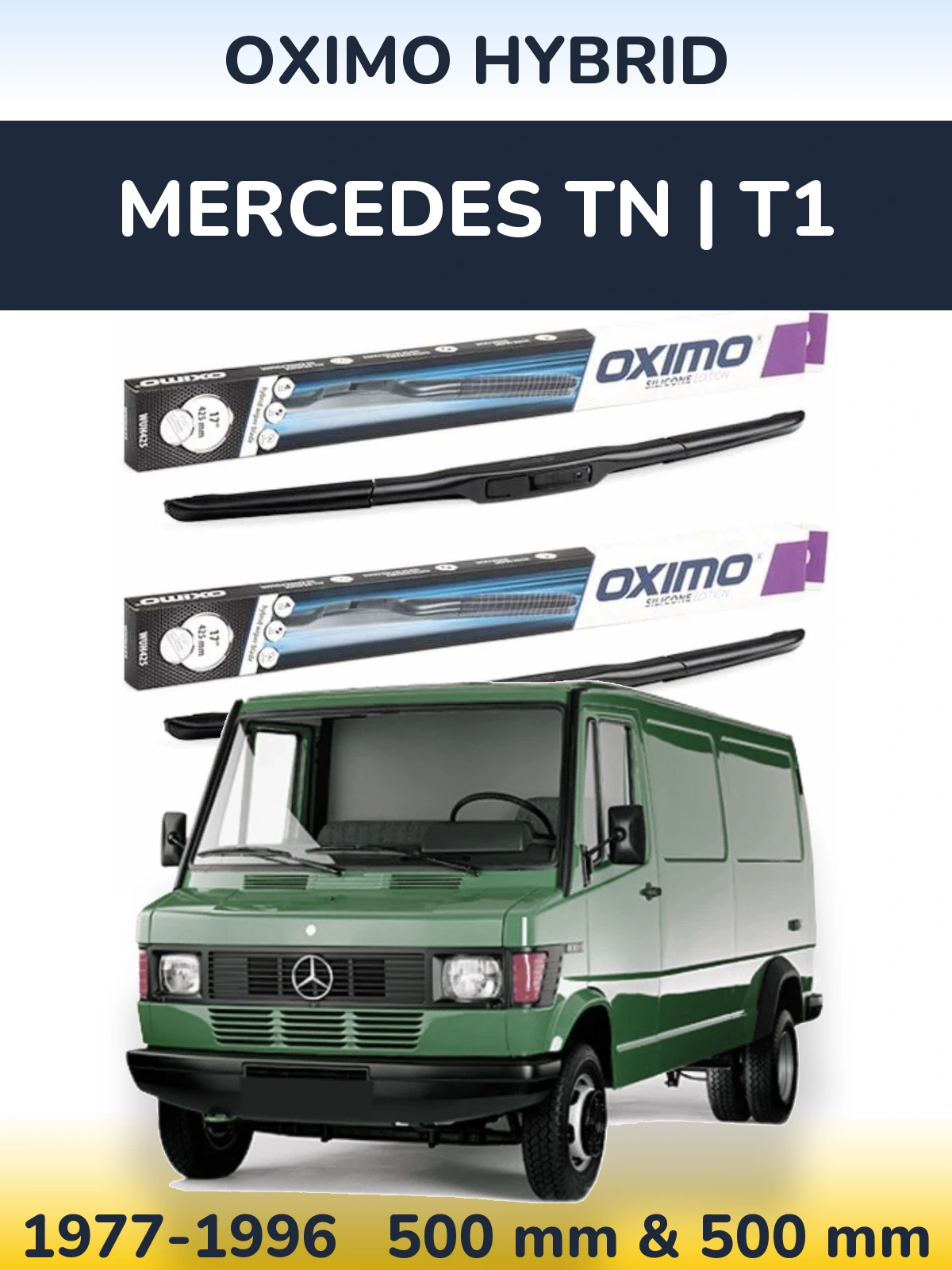 Комплект передних дворников Oximo Hybrid 500 & 500 мм для Mercedes TN | T1 1977-1996