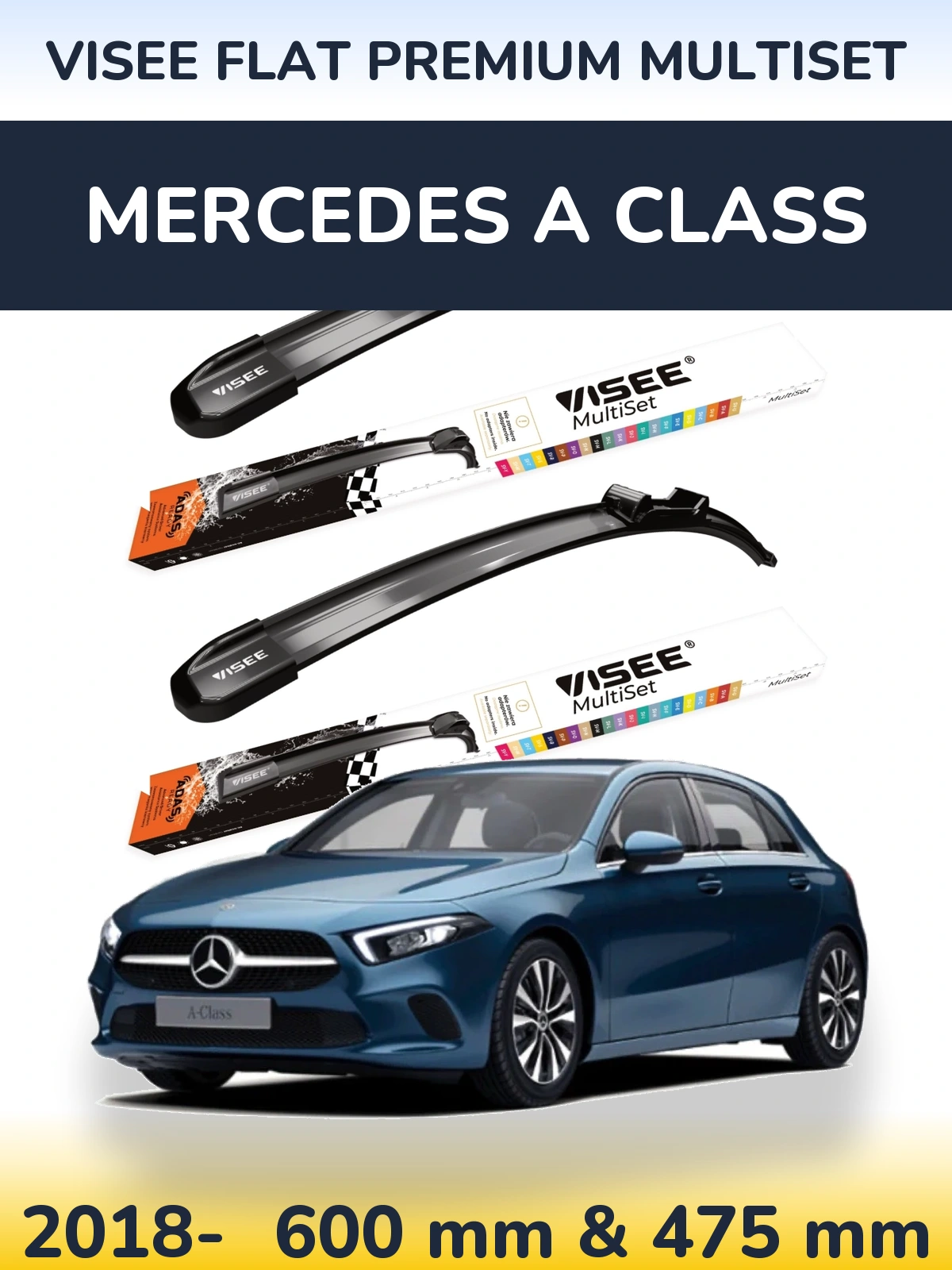 Torkarblad VISEE FLAT PREMIUM MultiSet för Mercedes A Class