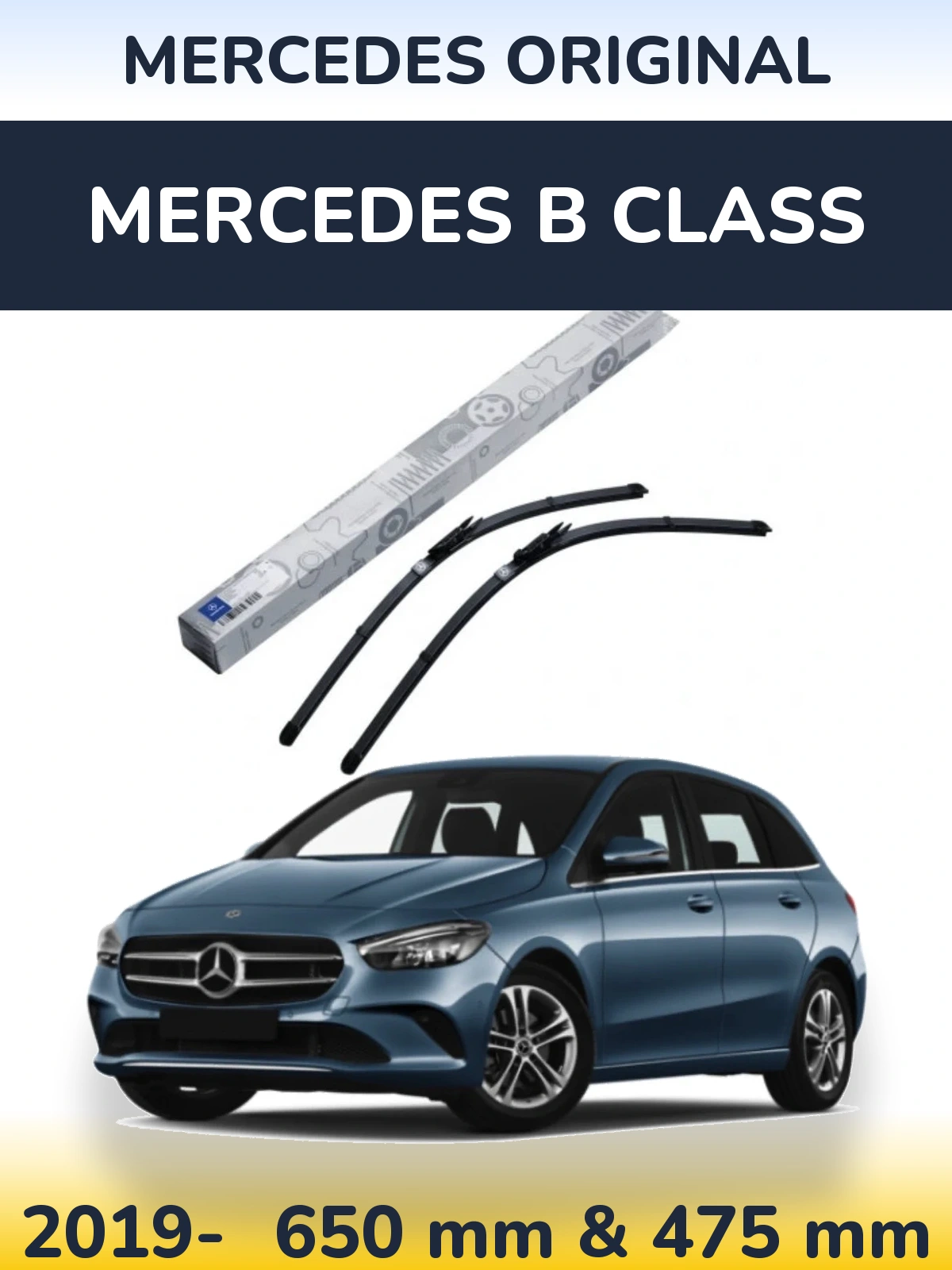 Комплект передніх щіток Mercedes OEM Mercedes Original 650 & 475 мм для Mercedes B Class 2019-2026