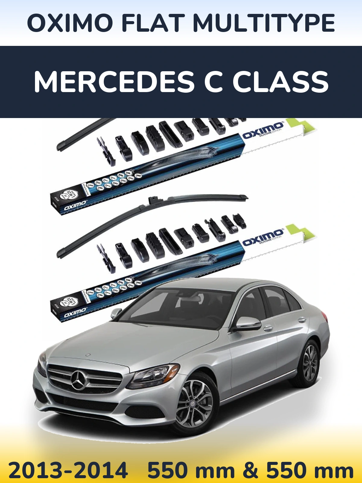 Комплект передніх щіток Oximo Flat MultiТипe 550 & 550 мм для Mercedes C Class 2013-2014