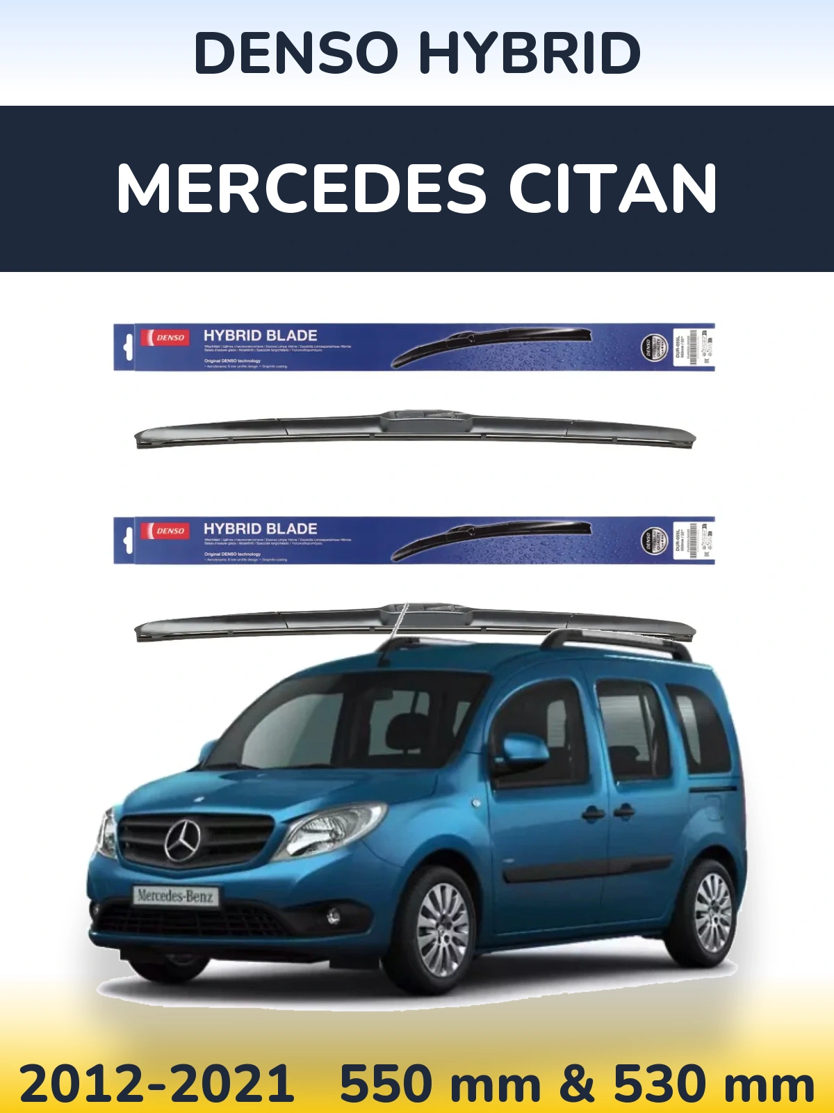 Комплект передніх щіток Denso Hybrid 550 & 530 мм для Mercedes Citan 2012-2021