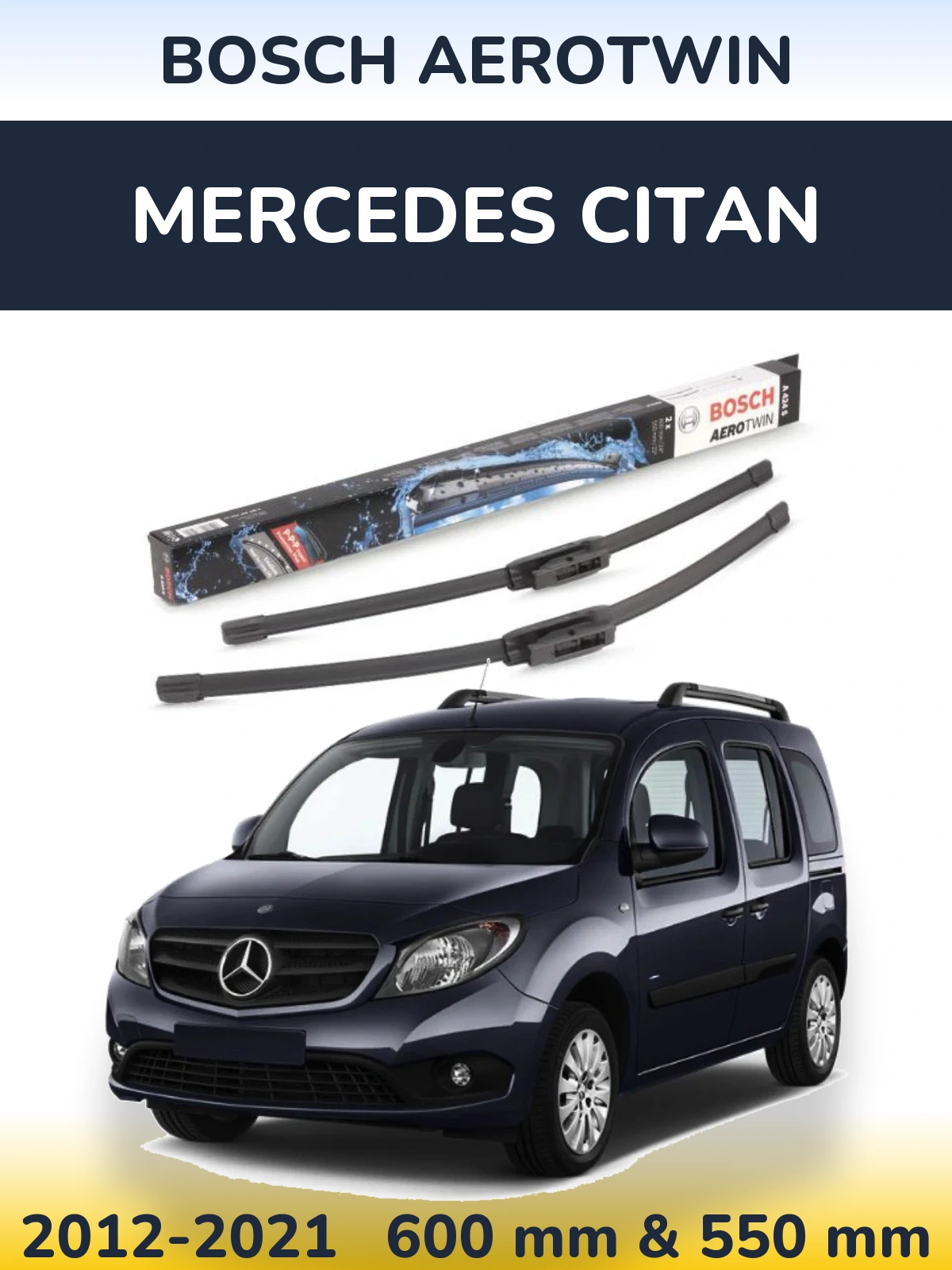 Комплект передніх щіток BOSCH AeroTwin 600 & 550 мм для Mercedes Citan 2012-2021