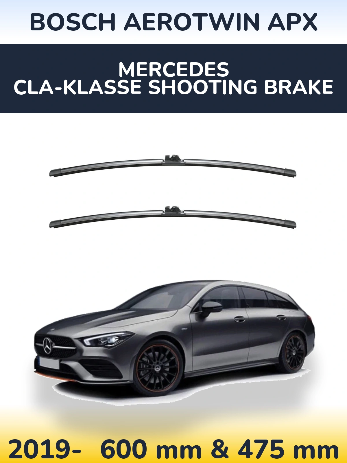 Комплект передних дворников BOSCH AeroTwin APX 600 & 475 мм для Mercedes CLA-Klasse Shooting Brake 2019-2026