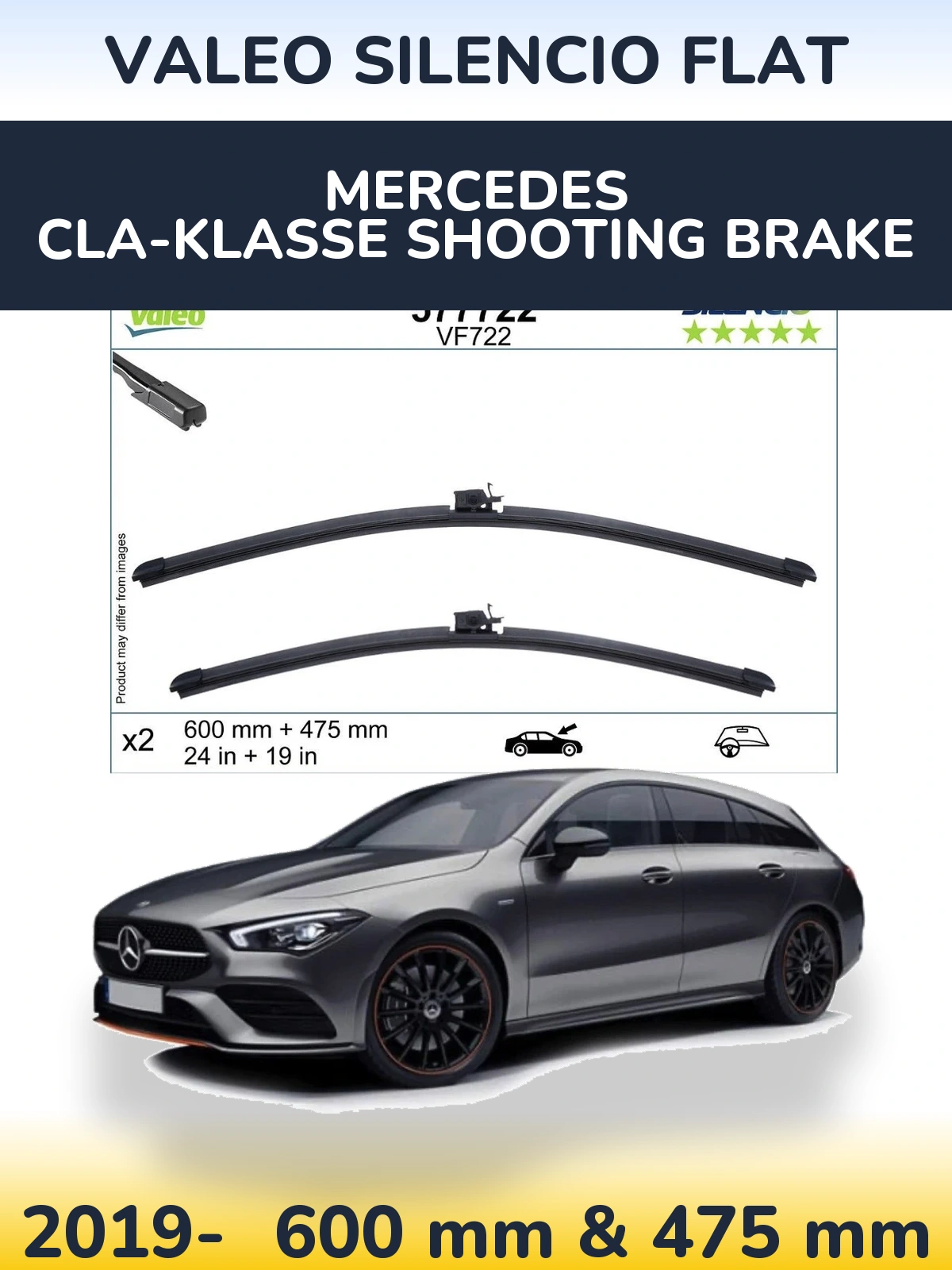Torkarblad Valeo Silencio Flat för Mercedes CLA-Klasse Shooting Brake